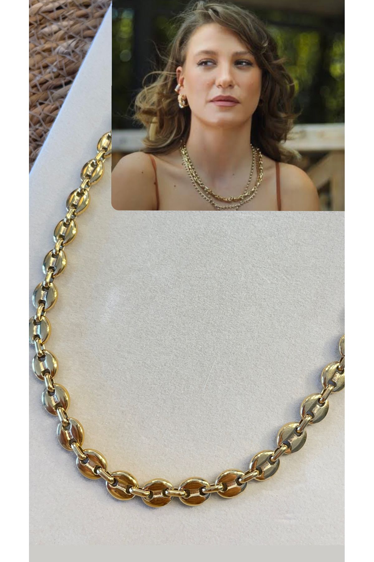 Onsiletişim LOTUSBYBUKET Gold çelik VIP kalın zincir Serenay Sarıkaya kolye