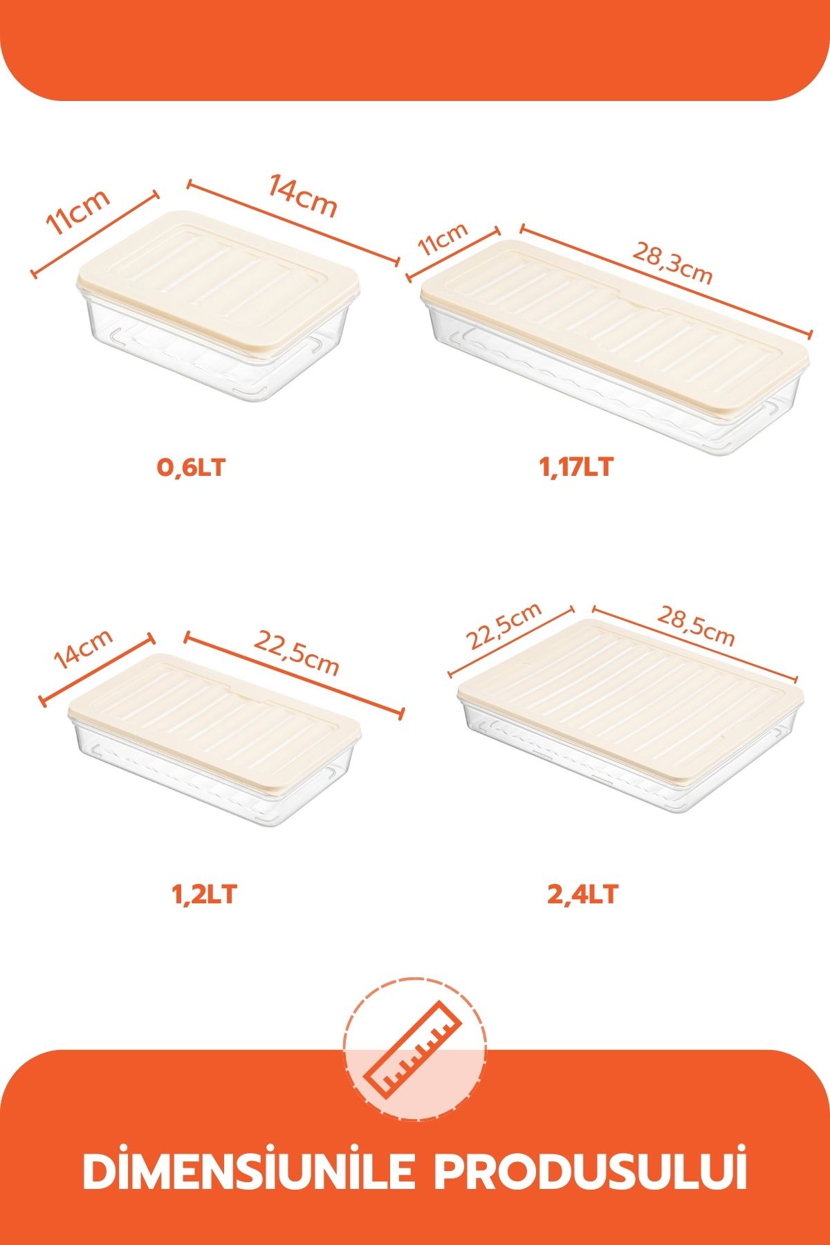Ginza Maison-Freshbox Food Set, 9 Boxes With Cream Lids (4X600 ML, 2X1170 ML, 2X2000 ML, 1X2400 ML) 6
