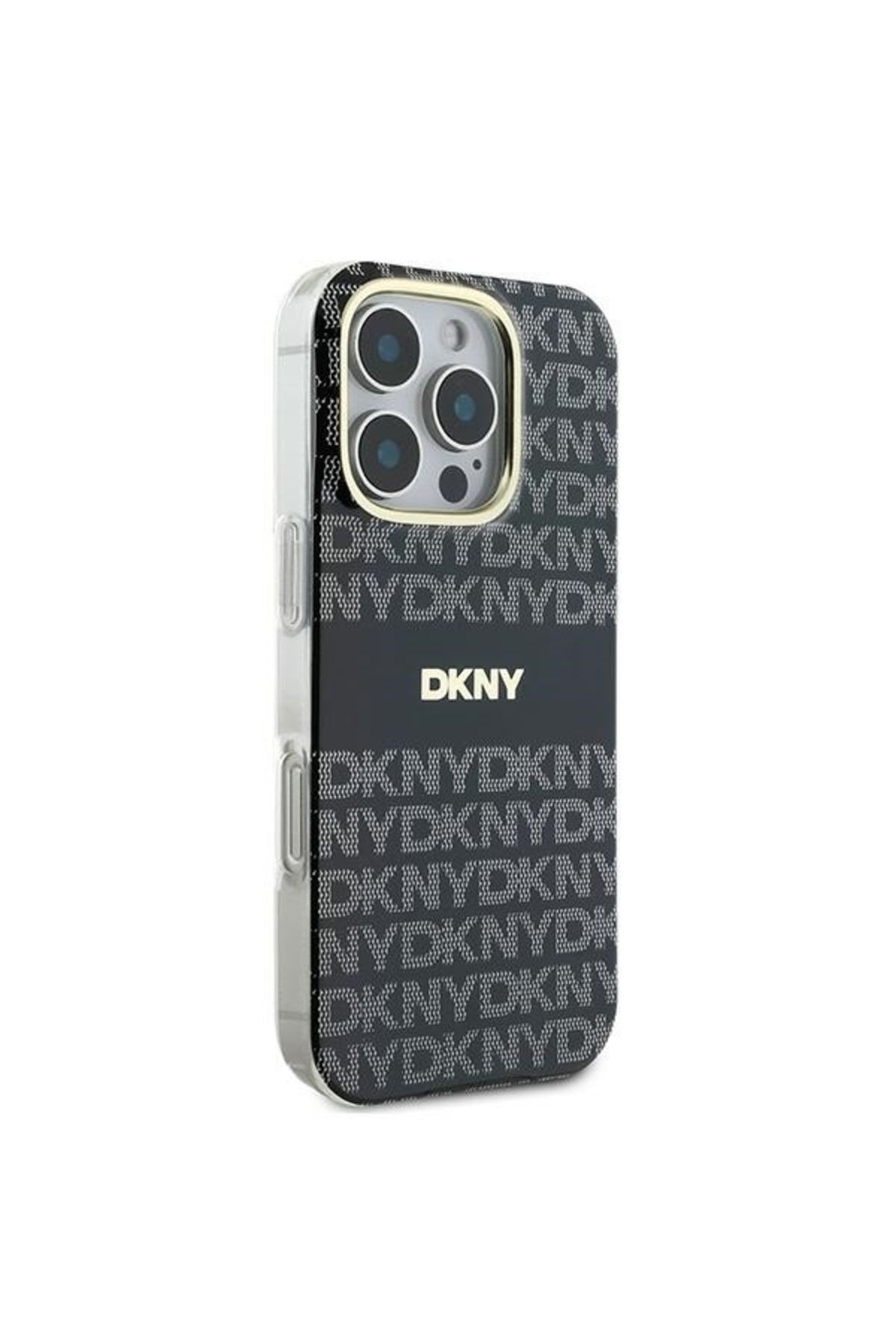 Dkny-Case for iPhone 16 Pro - DKNY Hardcase Repeat Texture Pattern With Stripe (DKHMP16LHRHSEK) - Black 5