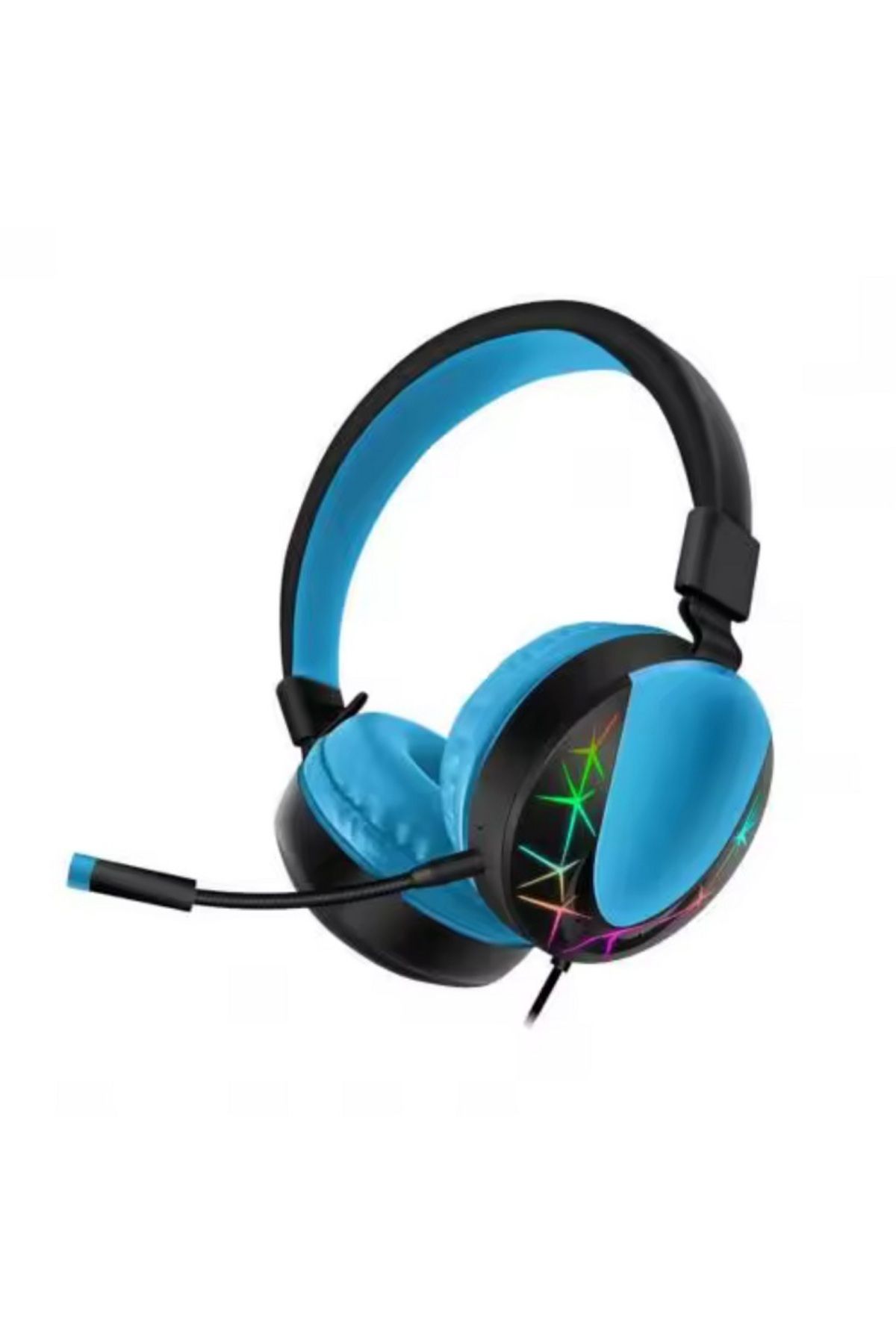 ROSEPREMİUM AKZ 021 Kablolu Mikrofonlu Işıklı Oyuncu Kulaklığı RGB Mavi