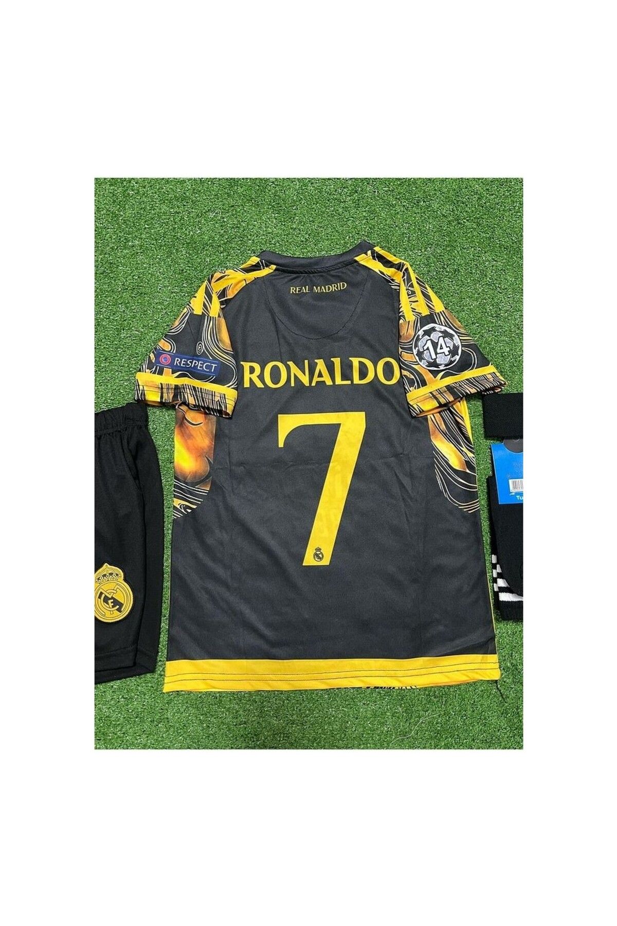 Atlas Global R.Madridd 2024/25 Sezonu Cristiano Ronaldo Konsept Çocuk Forması (Black-Yellow)