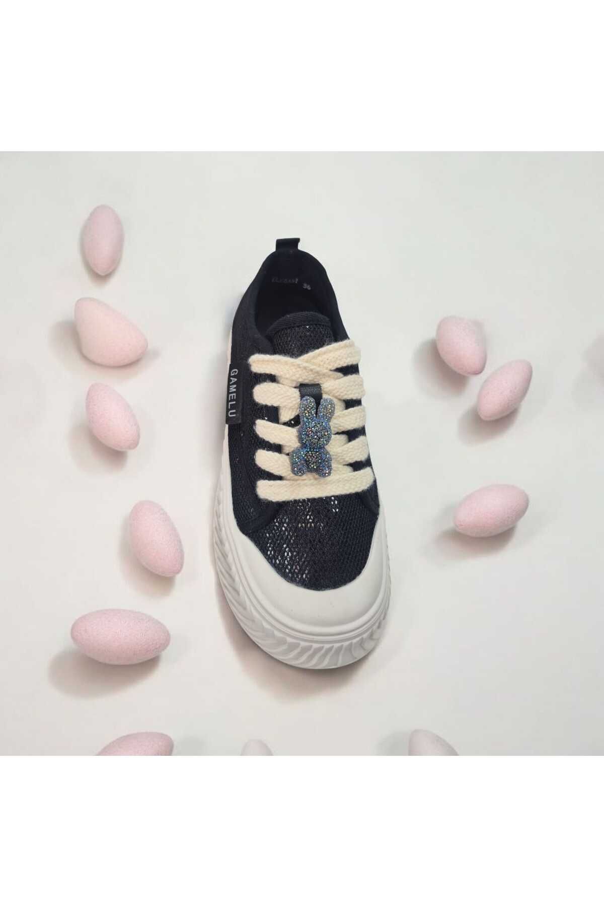 GAMELU Kadın Triko Fileli Simli Memory Foam Günlük Sneaker Ayakkabı