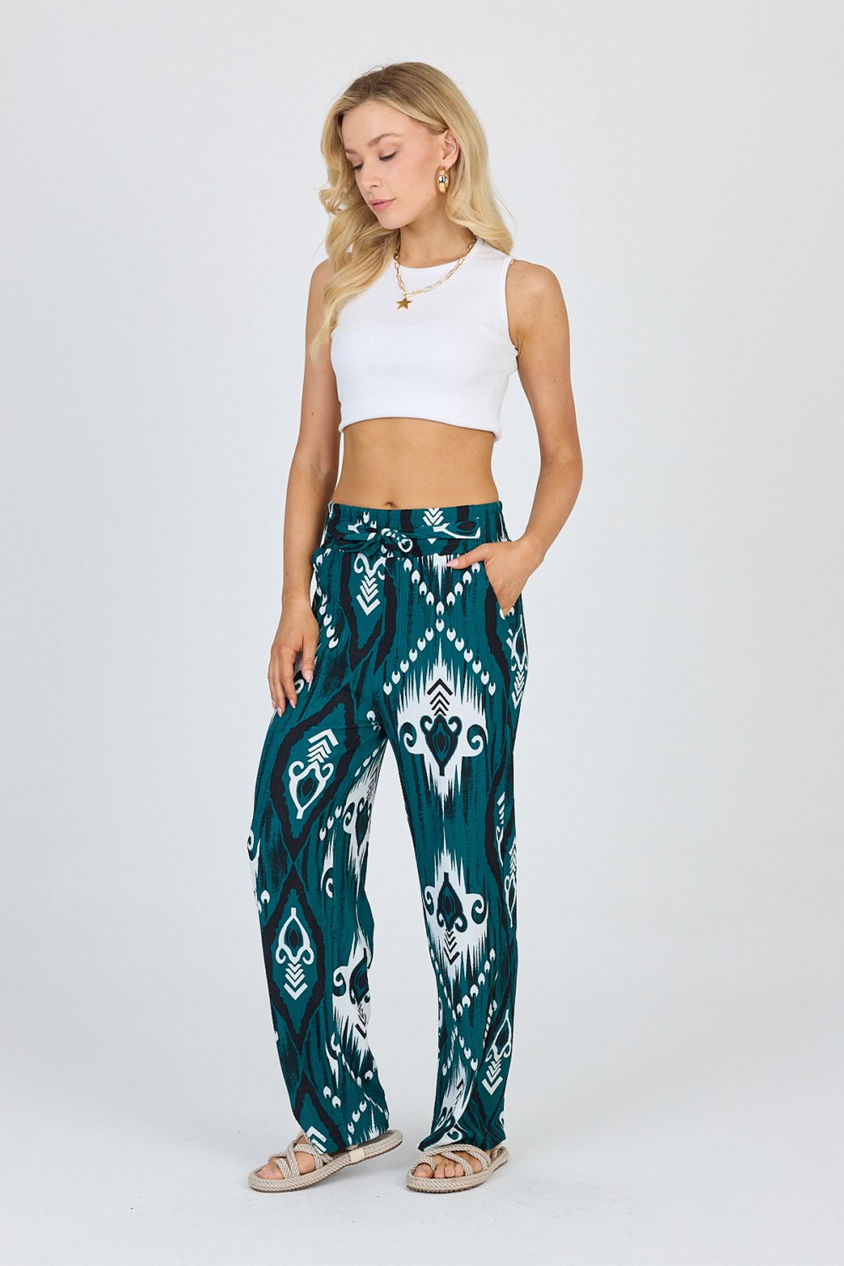 gothamvibes Kadın Bürümcük Yeşil Pantolon