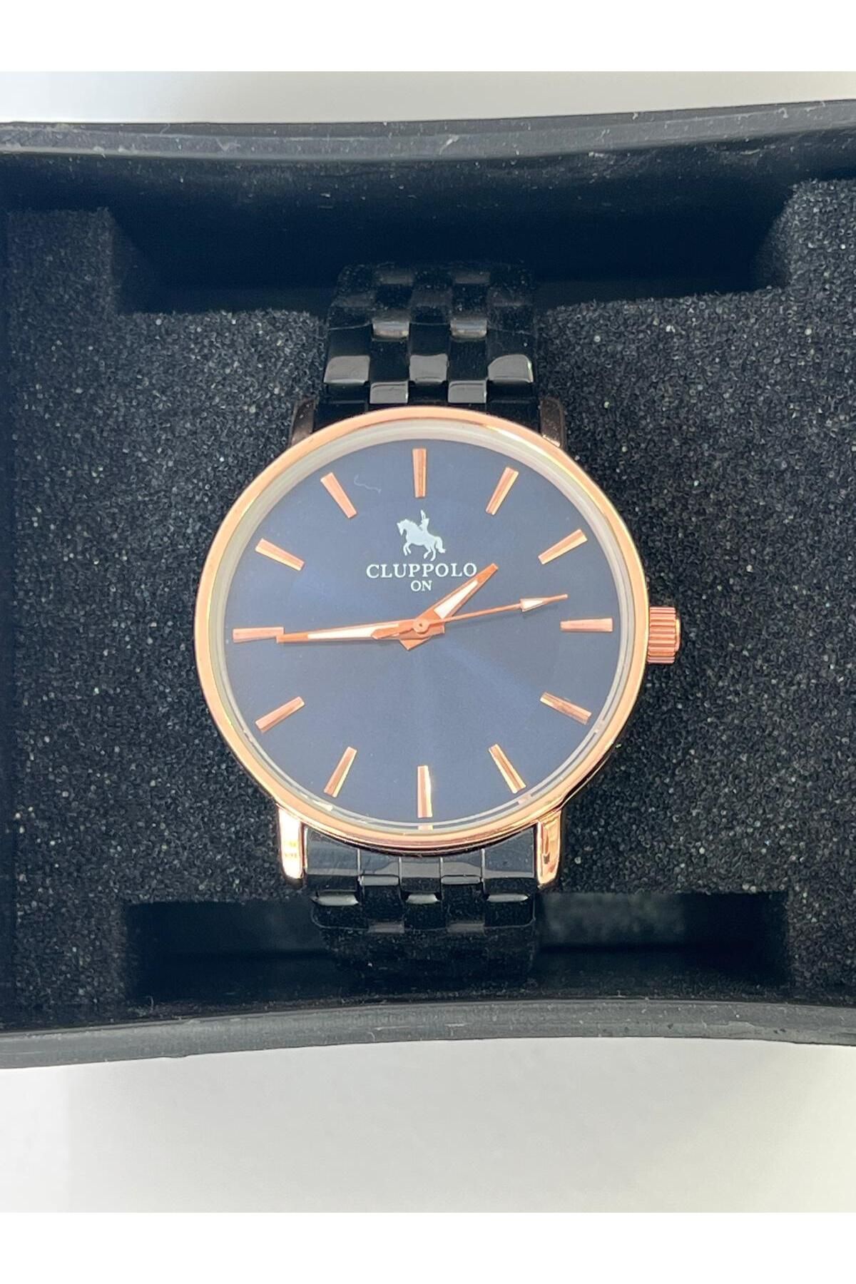 Meri Siyah kordon rosegold çelik kasa erkek saat
