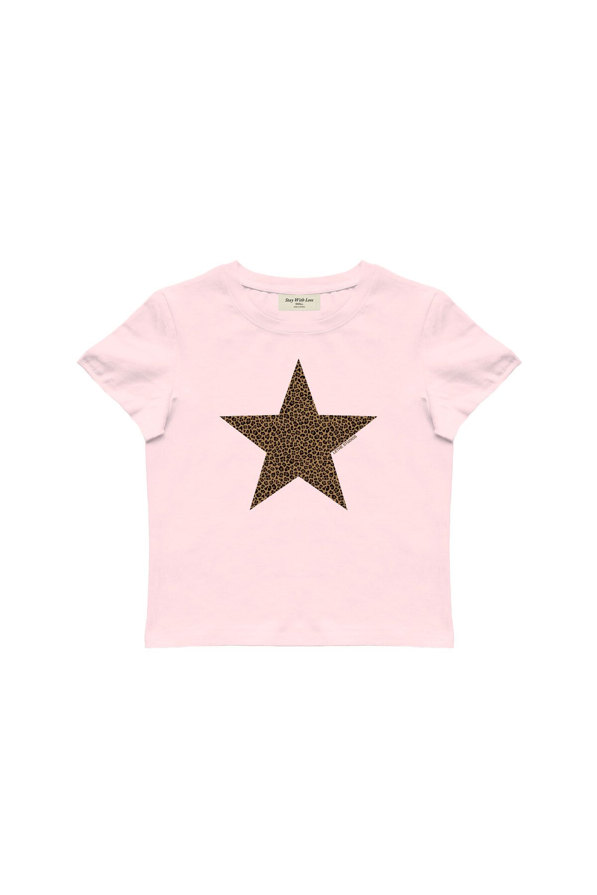 lethestudios Leopar Baskılı, Yıldız Desenli Baby Tee Crop Top
