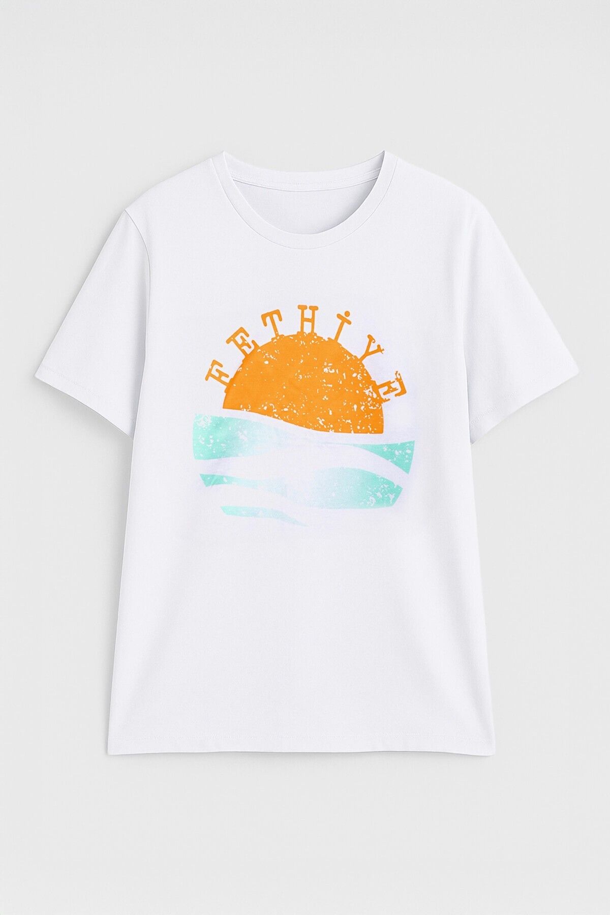 MARKAPIA WOMAN Kadın Bisiklet Yaka %100 Pamuk Fethiye Baskılı Kısa Kollu T-Shirt
