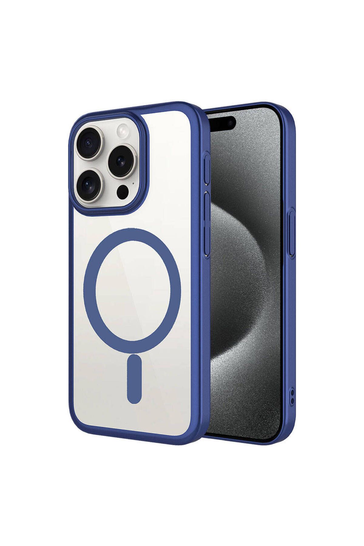 halkhouse İphone 15 Pro Max Kılıf Wireless Şarj Özellikli Sert PC Şık Mat Riksos Magsafe Kapak