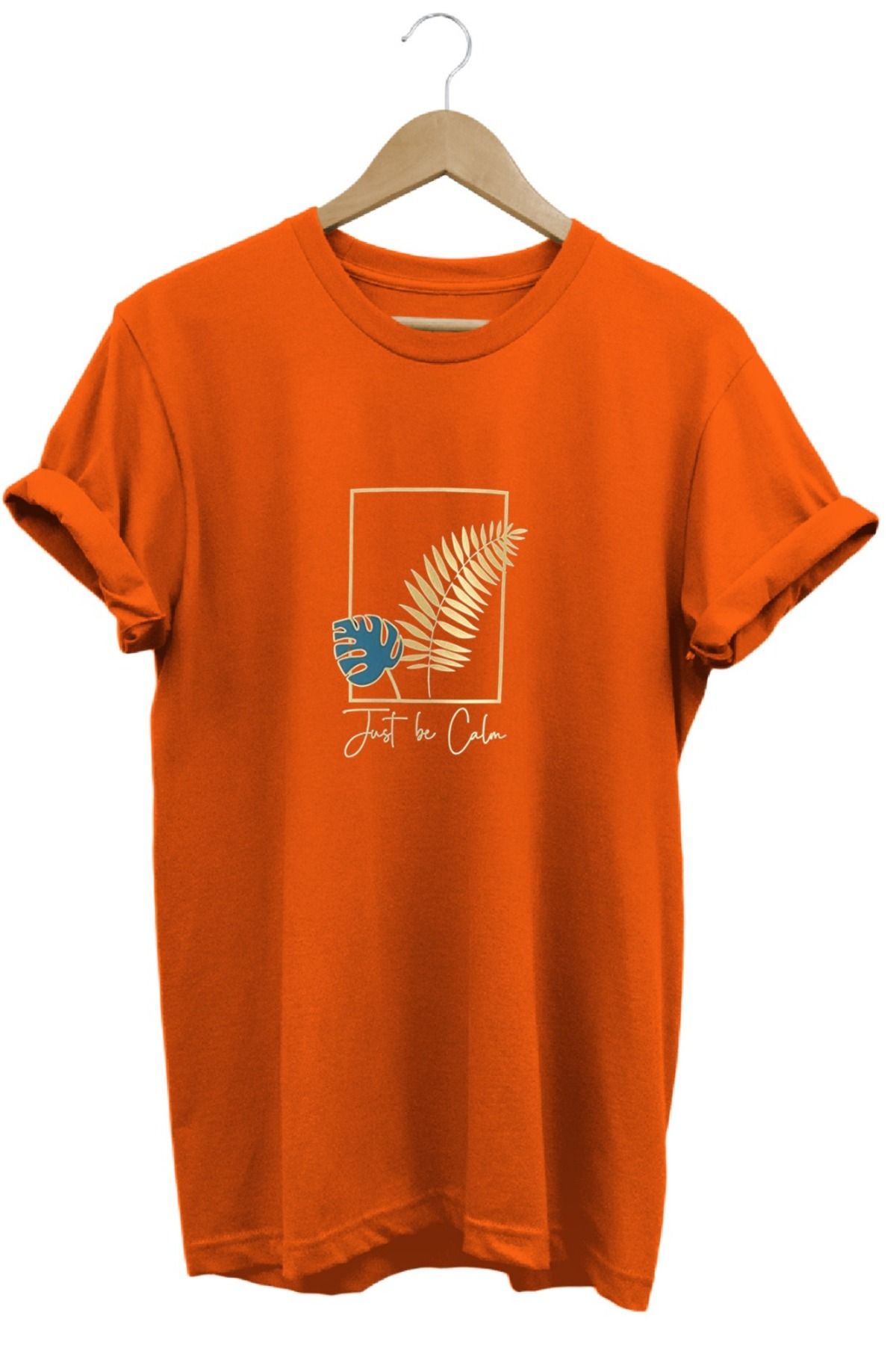joyyfashion Yaprak Baskılı T-Shirt