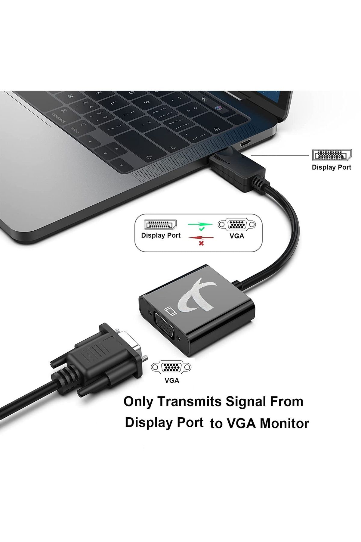 Others-Fujishka Dp To Vga Cable Adapter, Displayport To Vga Connector, Compact Design For Laptop – 1.5m 6