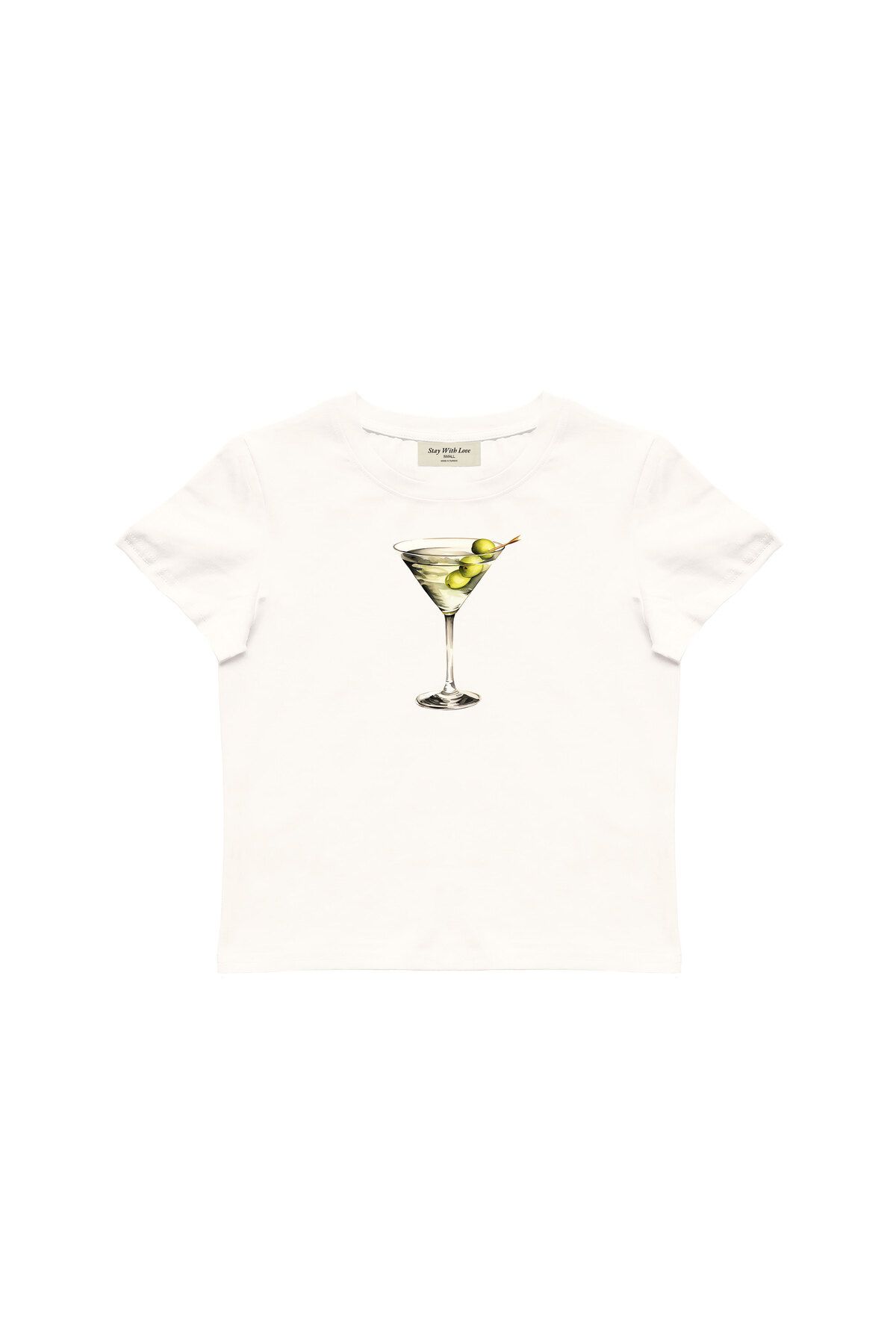 lethestudios Martini Baskılı Baby Tee Crop Top
