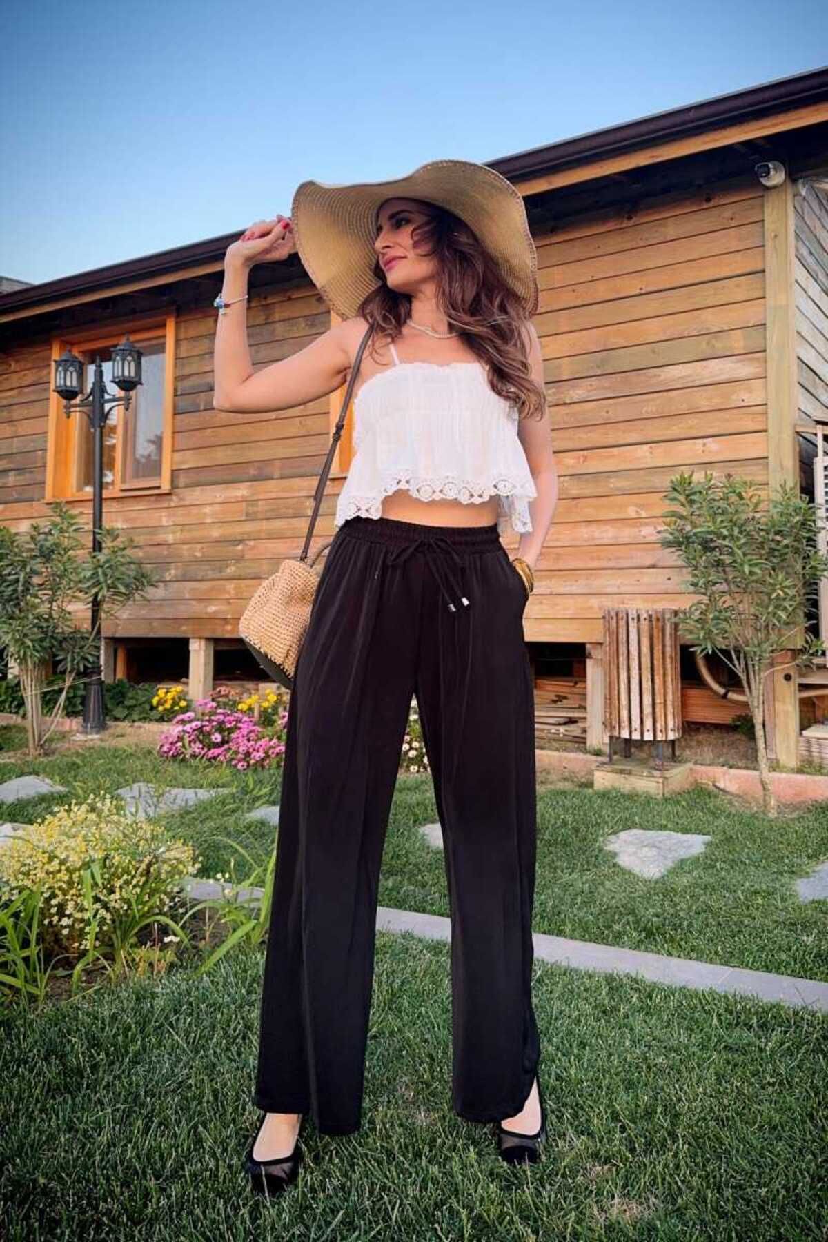 Clothing palette BELİ LASTİKLİ BOL PAÇA PANTOLON