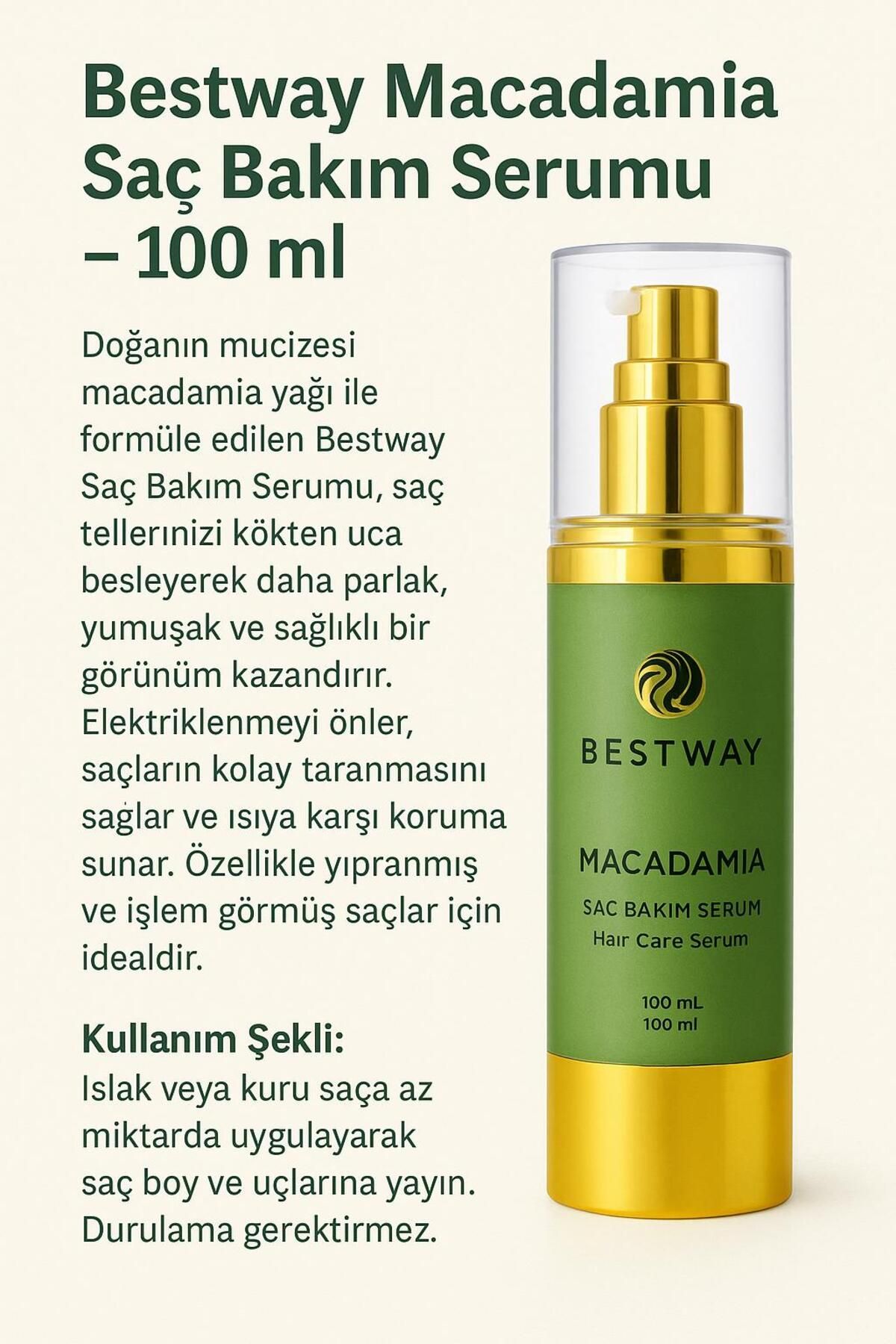 BESTWAY KUAFÖR & GÜZELLİK SALONU MACADAMIA SAÇ BAKIM YAĞI