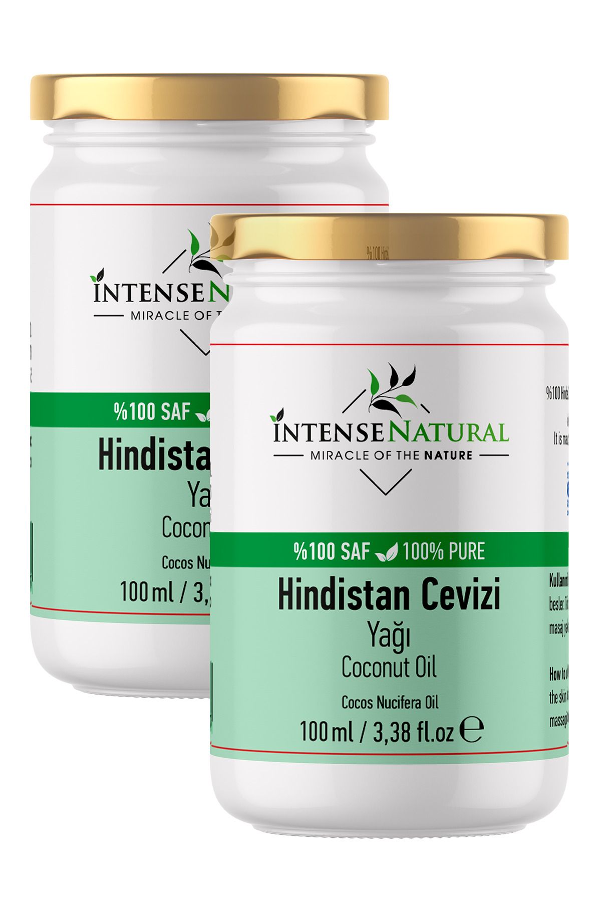 İntense Natural Hindistan Cevizi Yağı Soğuk Sıkım 100 ml x 2 %100 Saf ve Doğal Coconut Oil