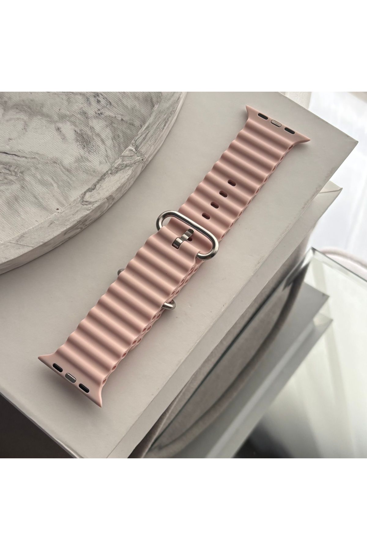 sayecase Apple Watch 6/7/SE/8/9 Serisi Uyumlu 42-44-45-49 MM Ocean Tırtıklı Silikon Kordon