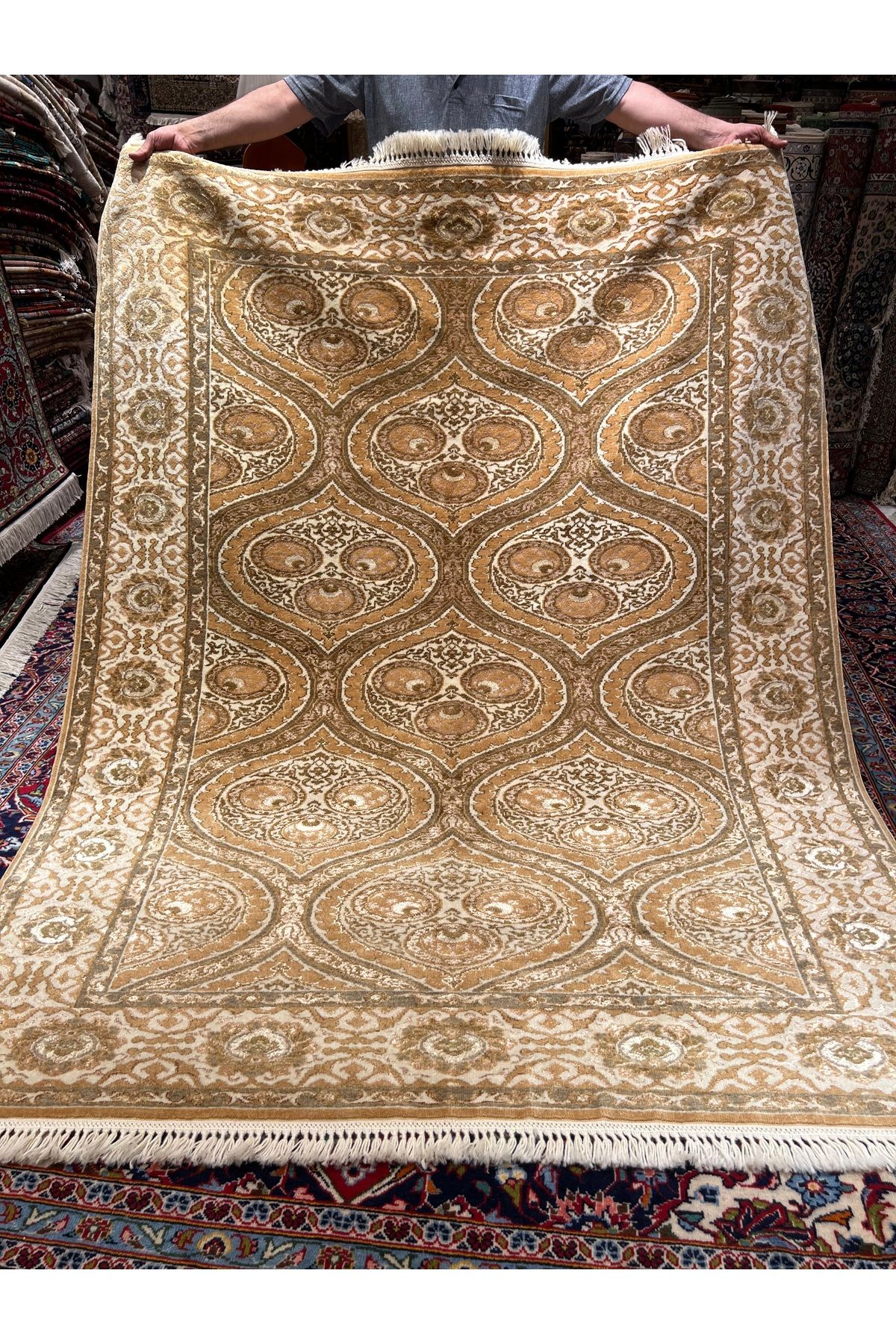 RD RAMAZAN DAĞ EL HALI SANATI El Dokuma Has Halı İpek Yün Karışımı Osmanlı Modeli İncelik Muazzam Ebat 225x173