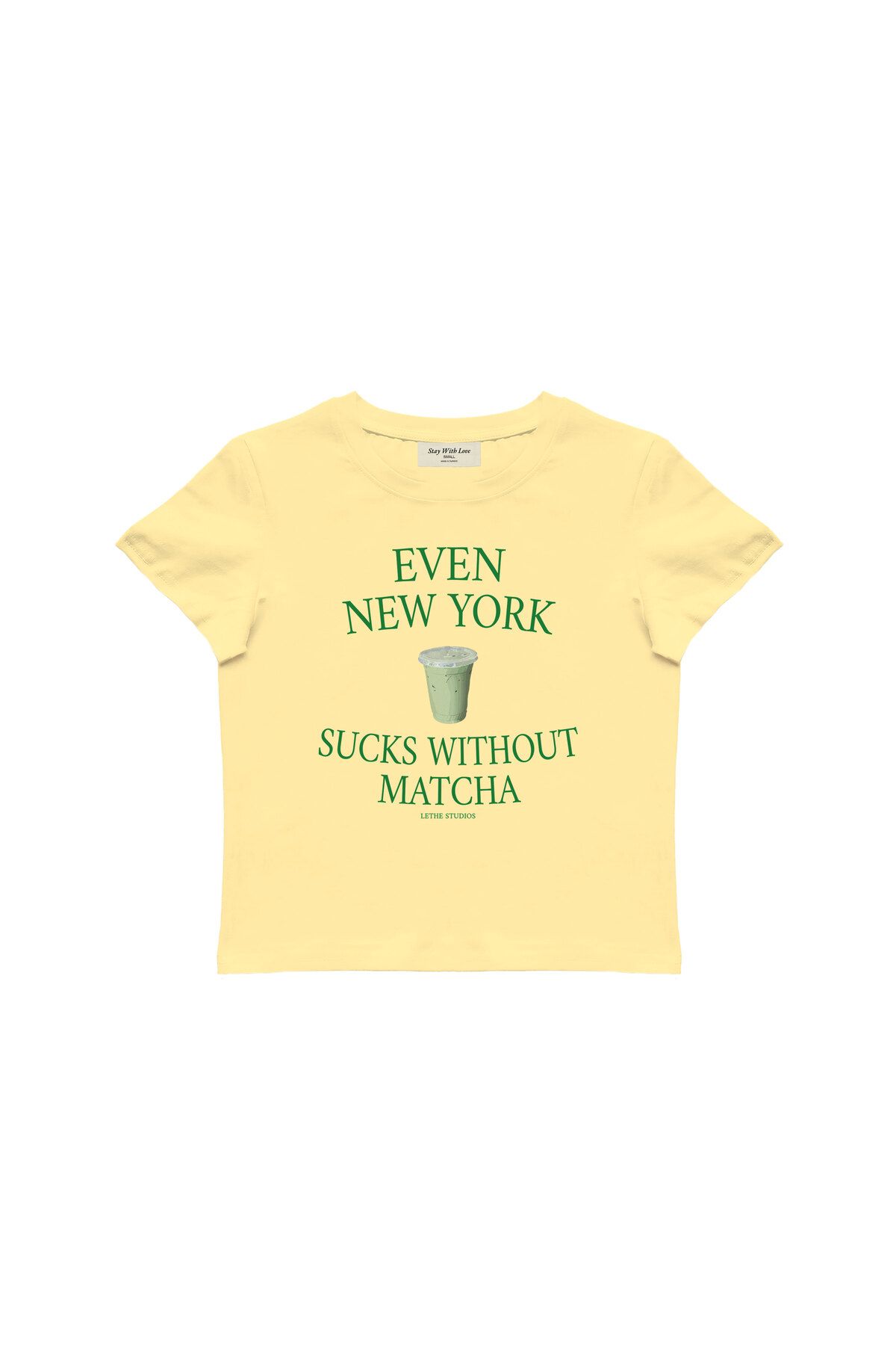 lethestudios Matcha Baskılı Baby Tee Crop Top