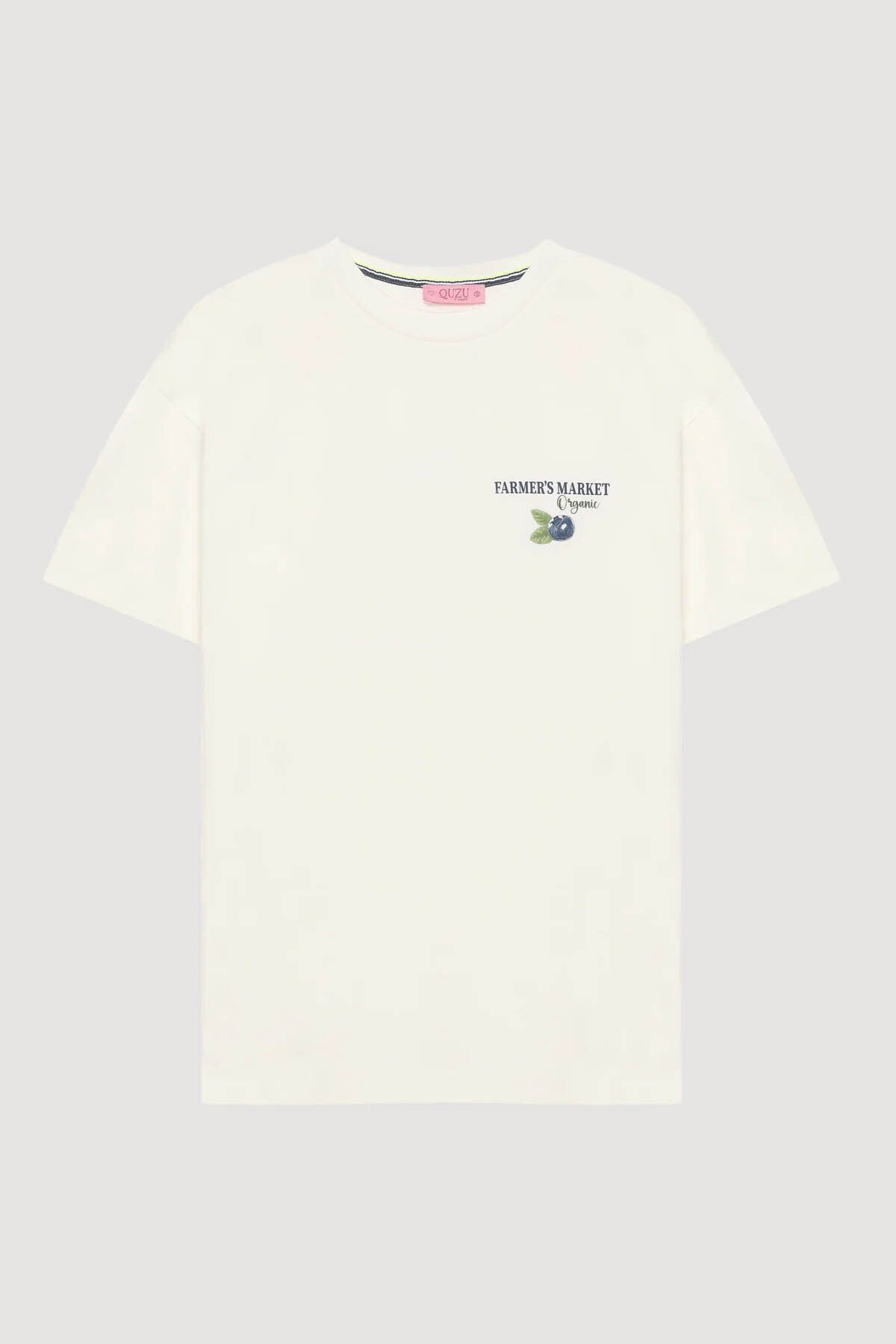 Quzu Baskılı Ekru Kadın T-Shirt TSH00512