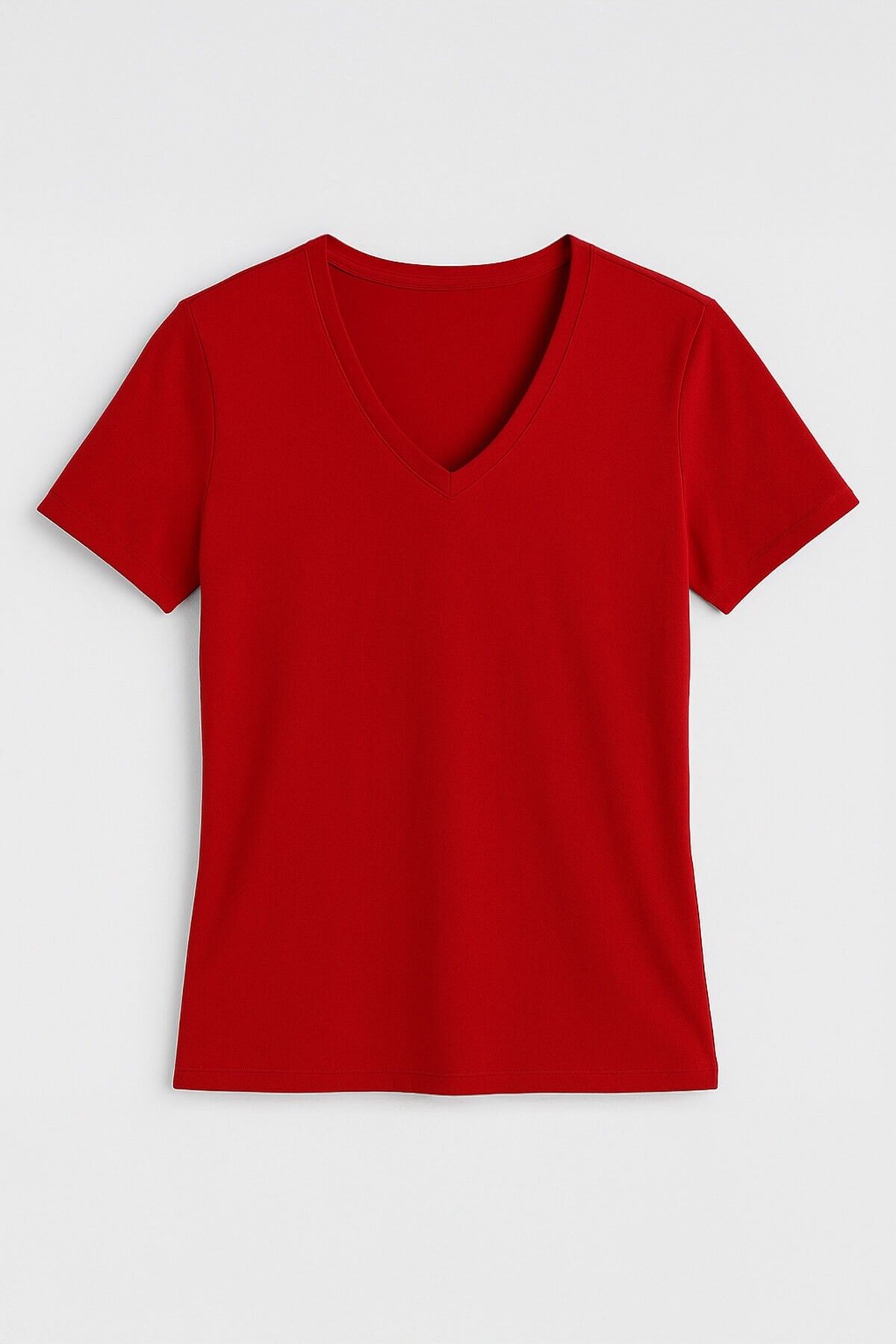 MARKAPIA WOMAN Kadın V Yaka Kısa Kollu Düz T-Shirt