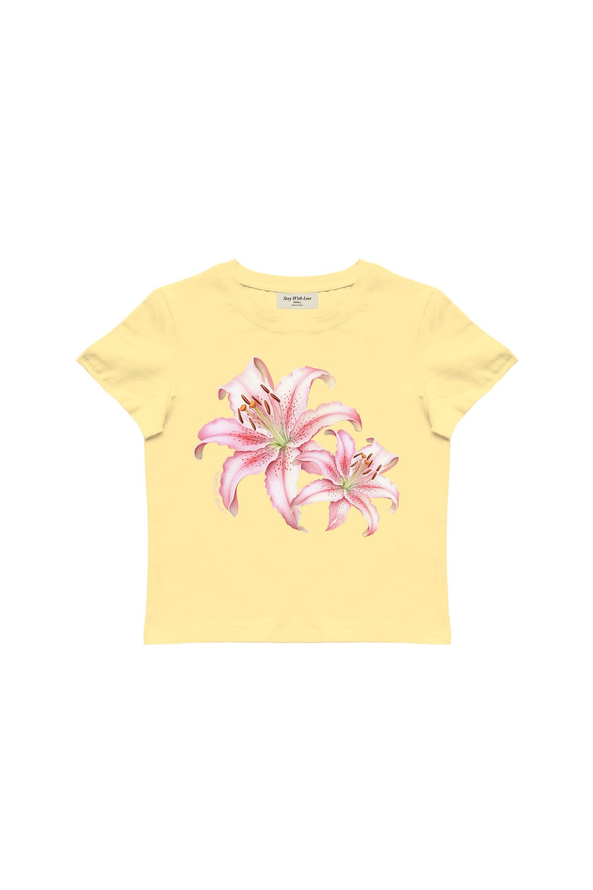 lethestudios Lilies Baskılı, Çiçek Desenli Baby Tee Crop Top