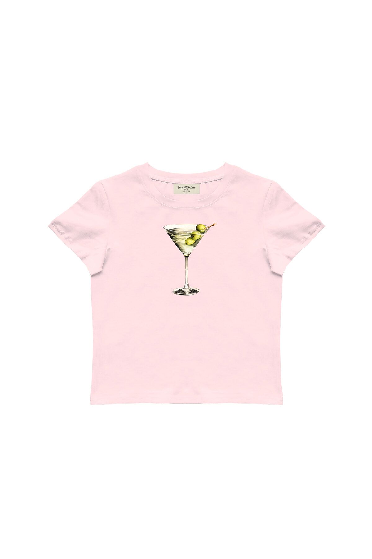 lethestudios Martini Baskılı Baby Tee Crop Top