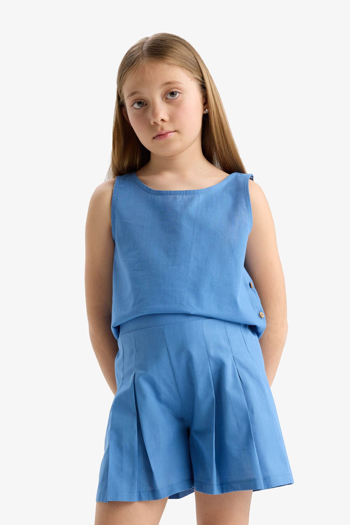 DeFacto-Light Blue Girl's Top and Bottom Set E4597A8/Be196 4