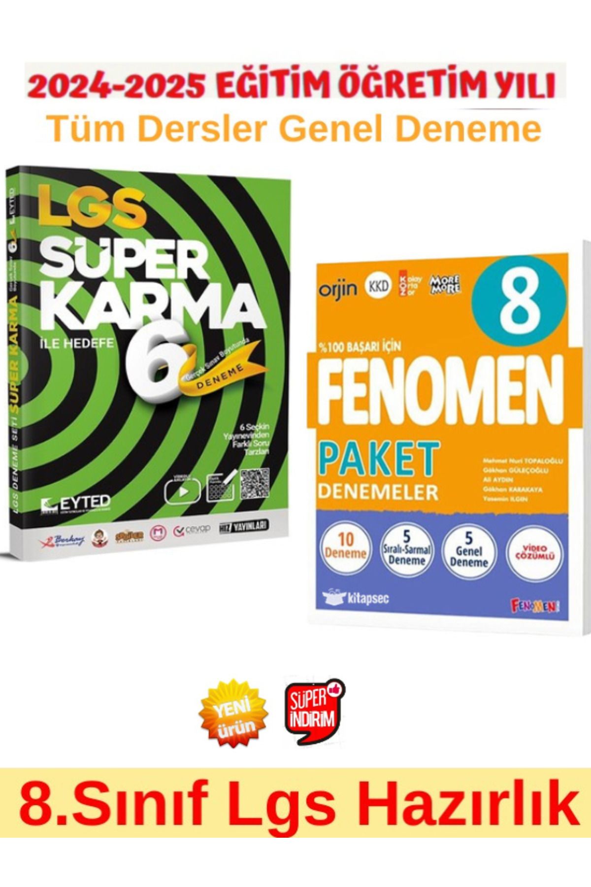 EYTED Yayınları 8.Sınıf Lgs Tüm Dersler Süper Karma 6 lı Deneme+Fenomen Lgs 8.Sınıf Paket 8 Genel Deneme Seti