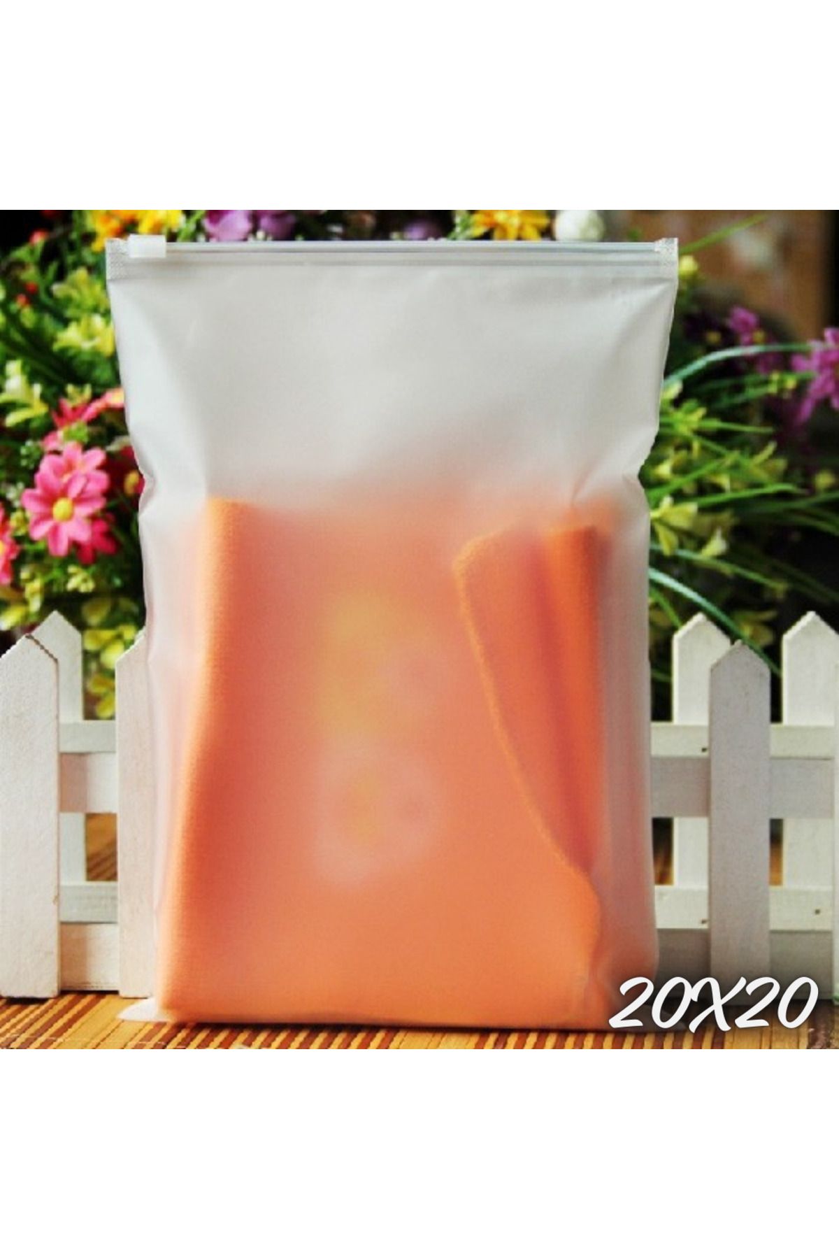 kargo poşetim 20 x 20 Cm Fermuarlı Buzlu Kargo Poşeti -130Mikron (100 Adet) Valiz Ve Dolap Içi Düzenleyici Buzlu