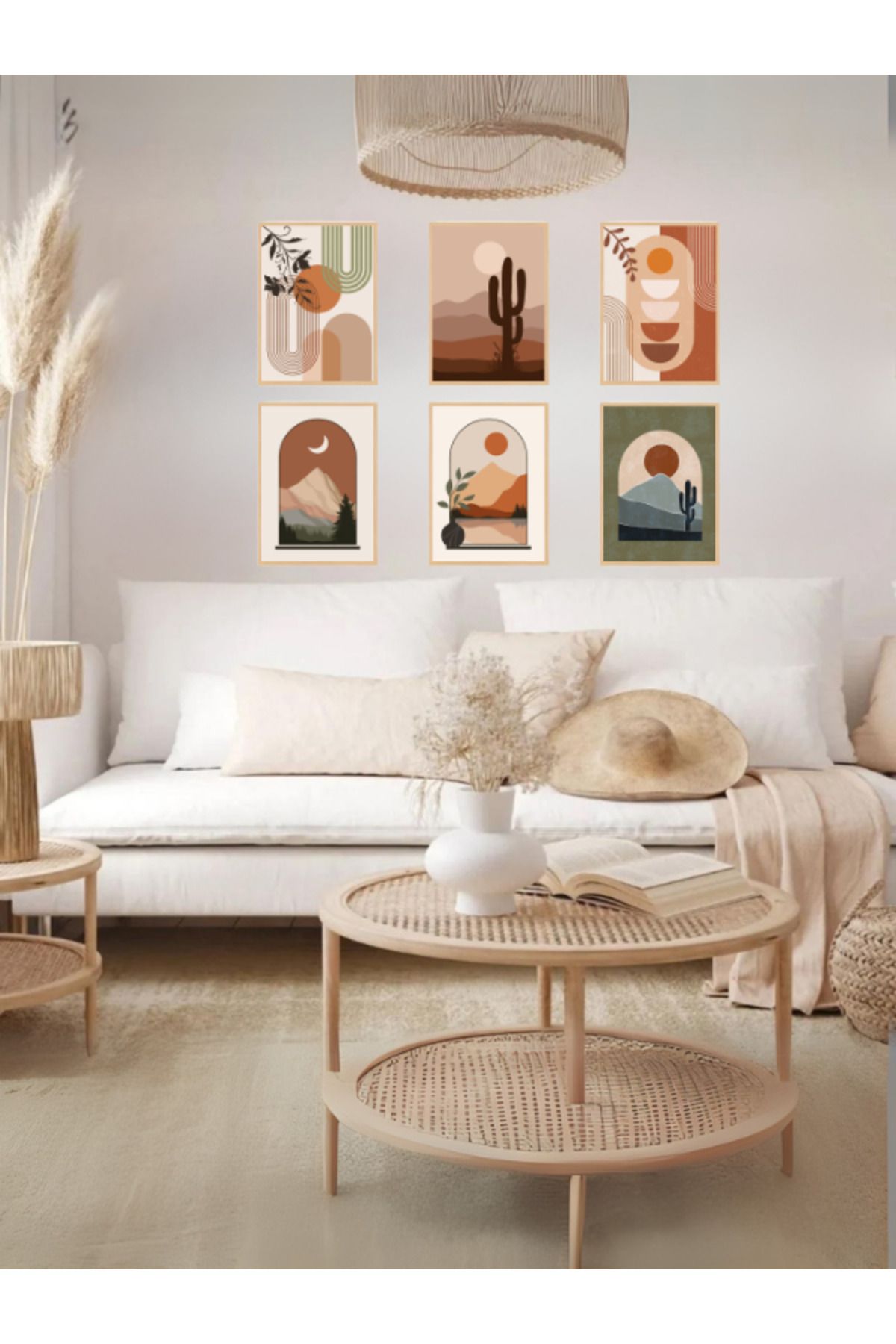 Tuba Decor 6 Parça Çerçeve Görünümlü MDF bohem Tablo Seti