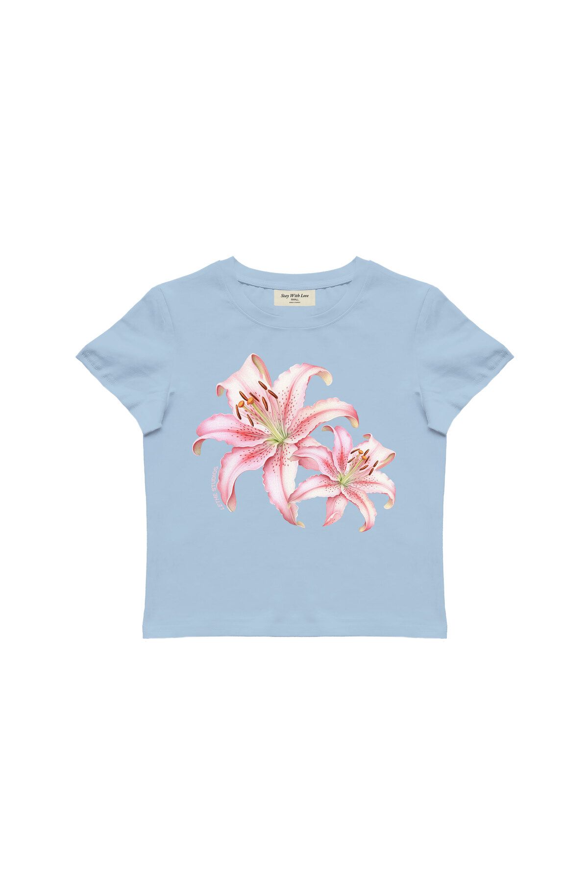 lethestudios Lilies Baskılı, Çiçek Desenli Baby Tee Crop Top