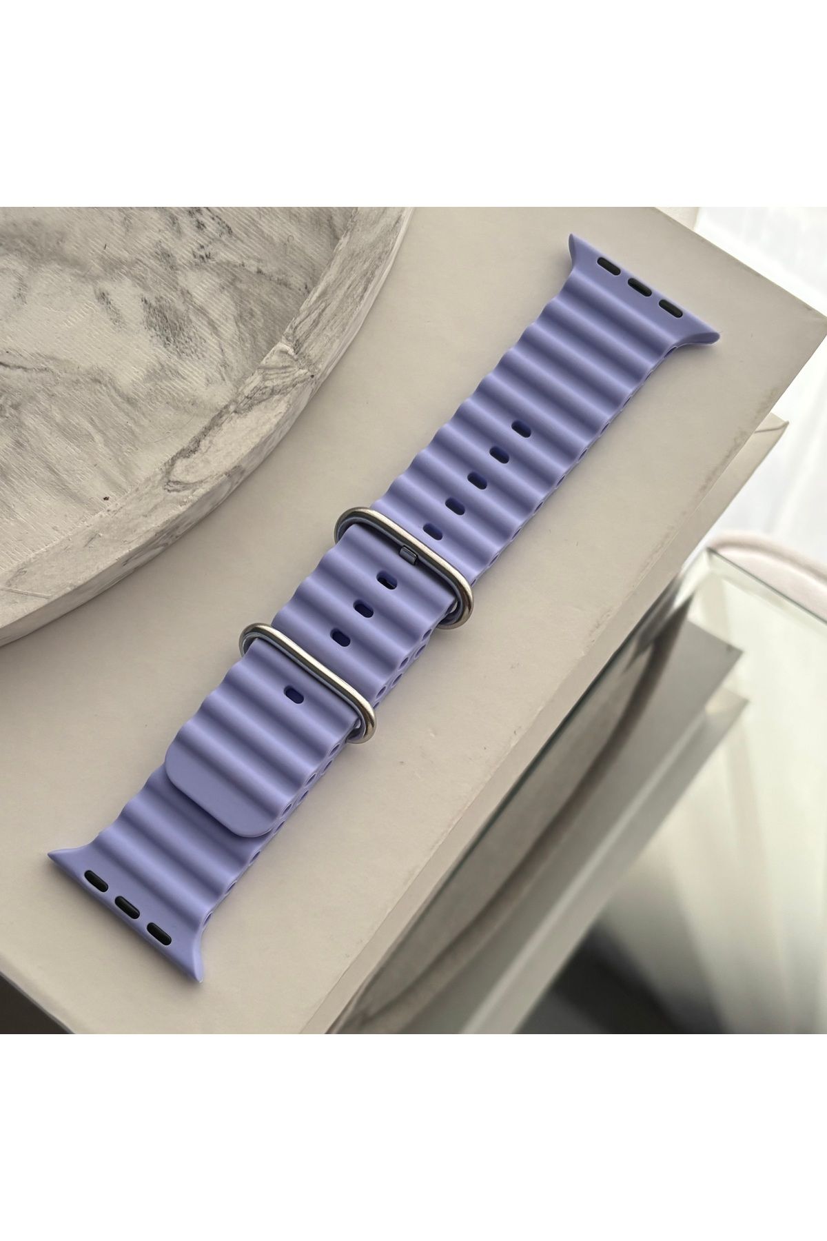 sayecase Apple Watch 6/7/SE/8/9 Serisi Uyumlu 42-44-45-49 MM Ocean Tırtıklı Silikon Kordon