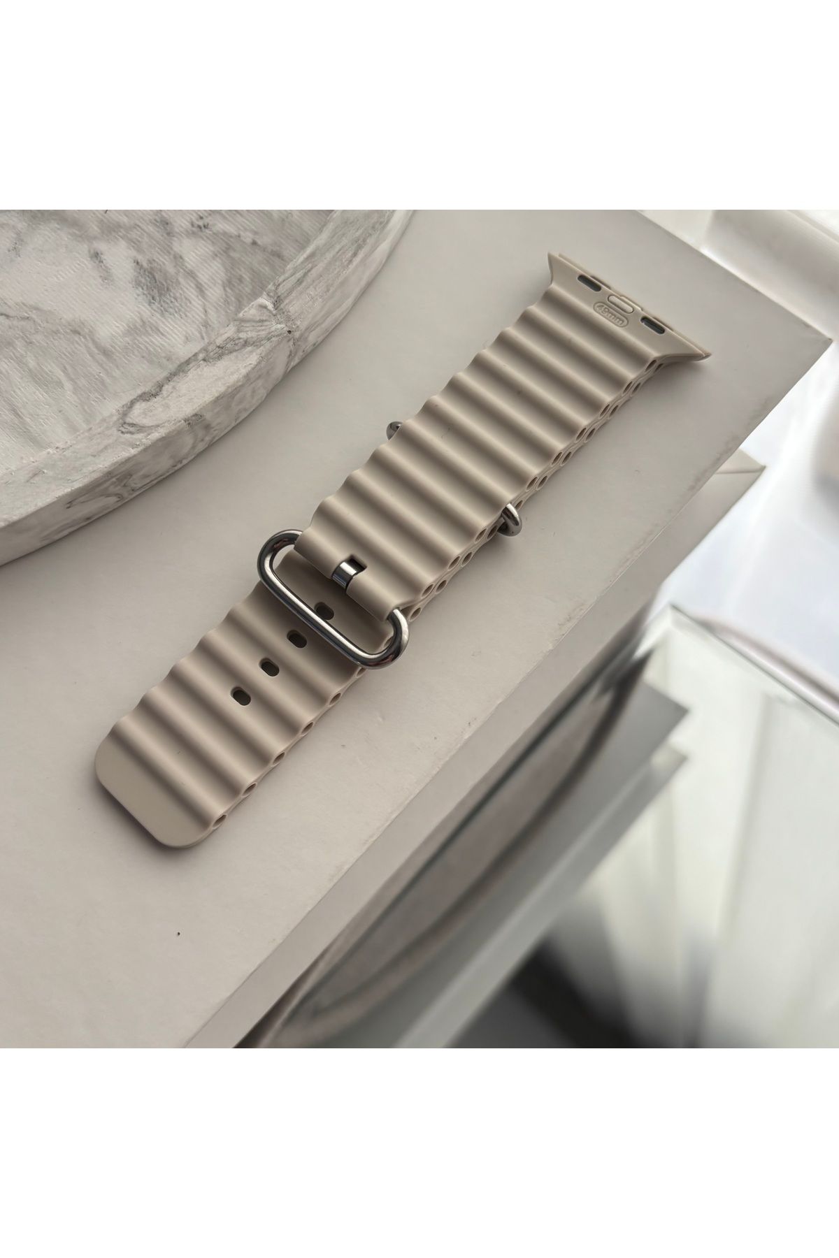 sayecase Apple Watch 6/7/SE/8/9 Serisi Uyumlu 42-44-45-49 MM Ocean Tırtıklı Silikon Kordon