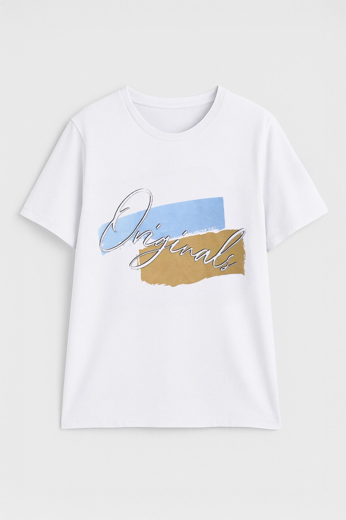 MARKAPIA Erkek %100 Pamuk Bisiklet Yaka Baskılı Lacivert T-shirt