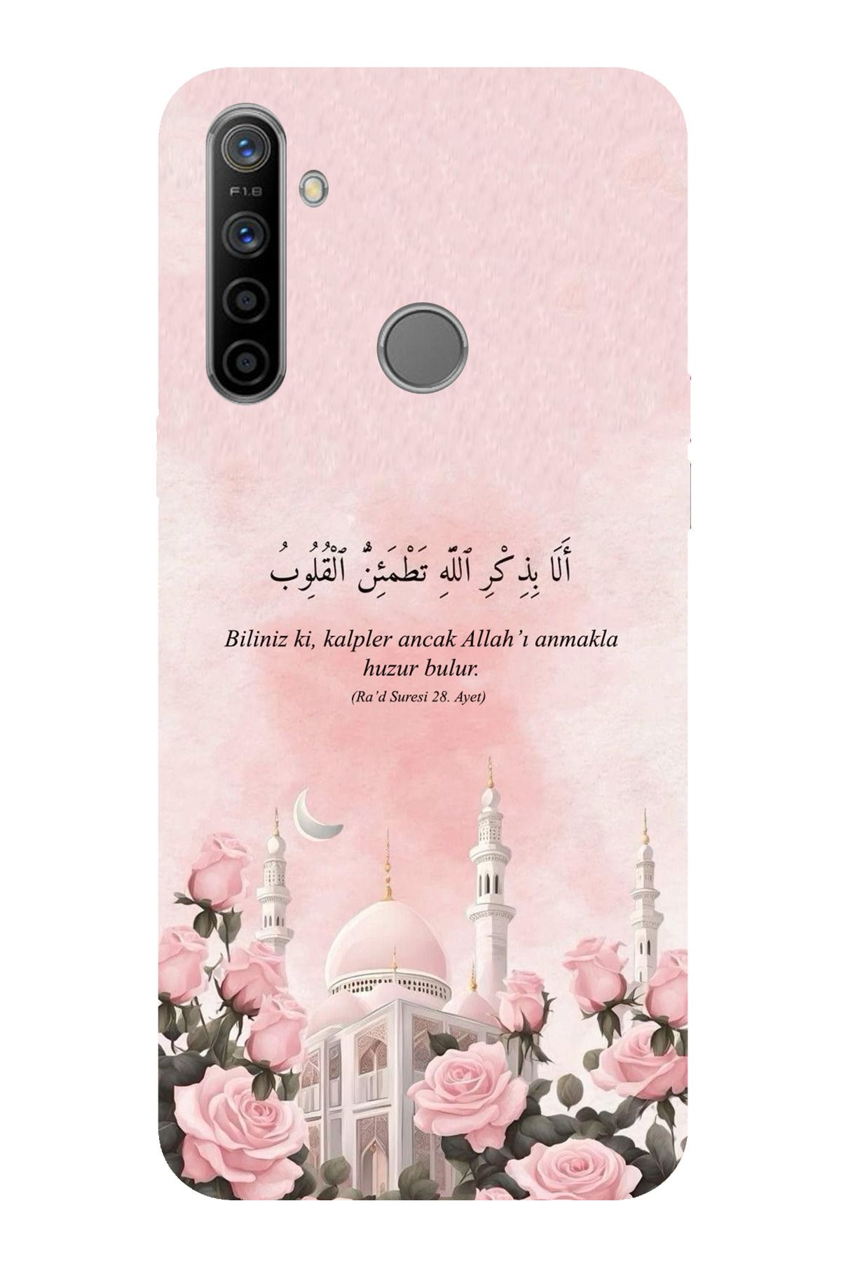 TechTree Realme 5i - 6i - C3 Uyumlu Rad Suresi Cami ve Güller Şeffaf Silikon Kılıf