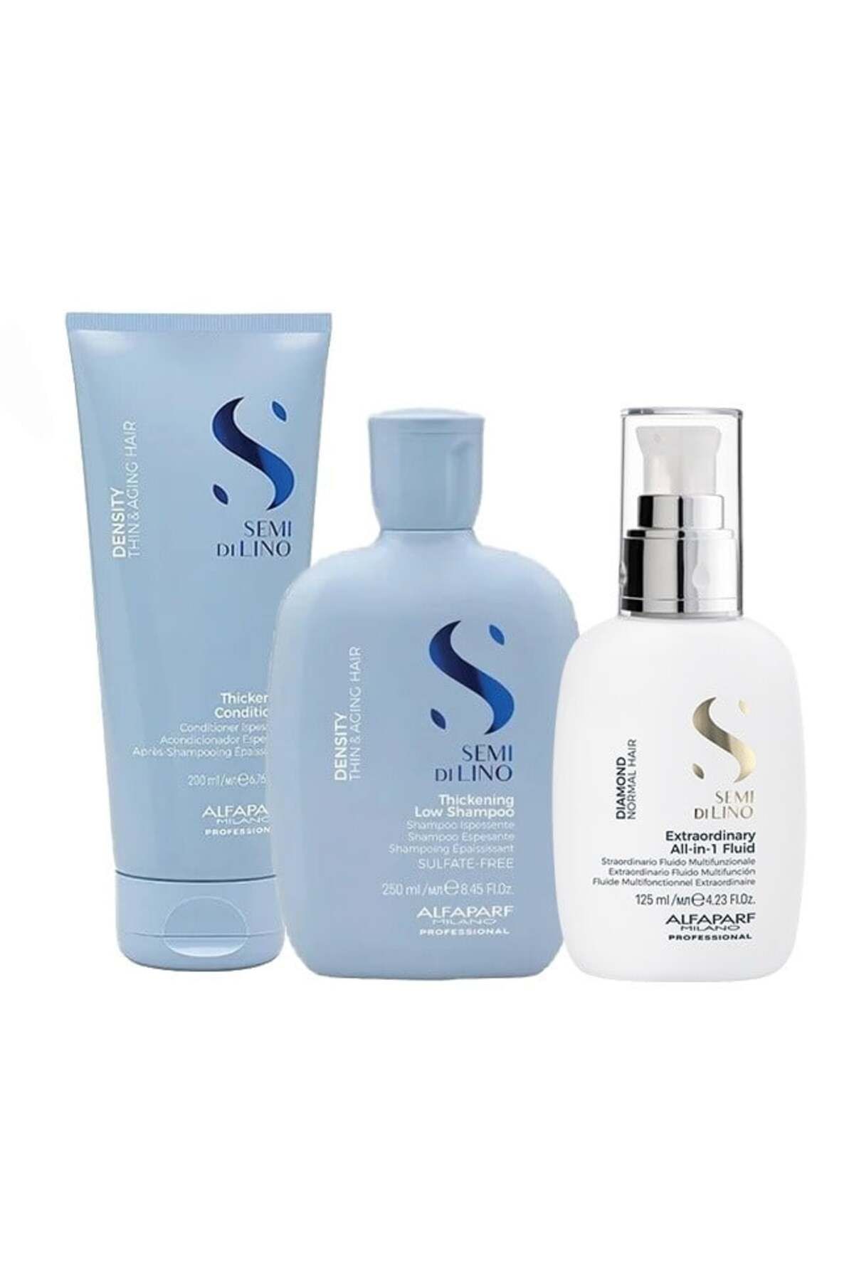Alfaparf Milano Set Alfaparf Semi Di Lino Density Thickening, Șampon 250 Ml + Balsam 200 Ml + Fluid 125 Ml Femeie - One Size