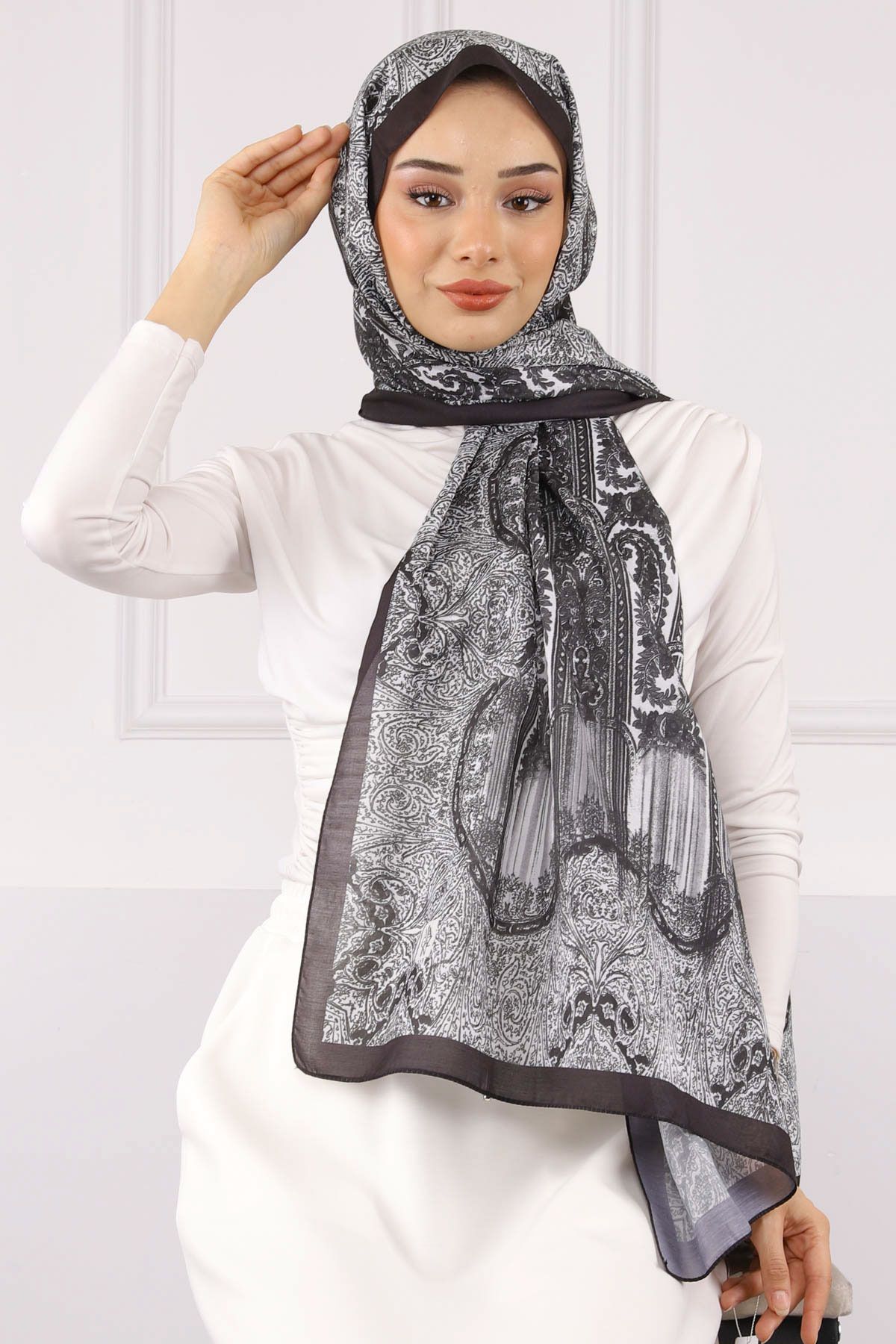 İmajButik Siyah Etnik Desen Şal