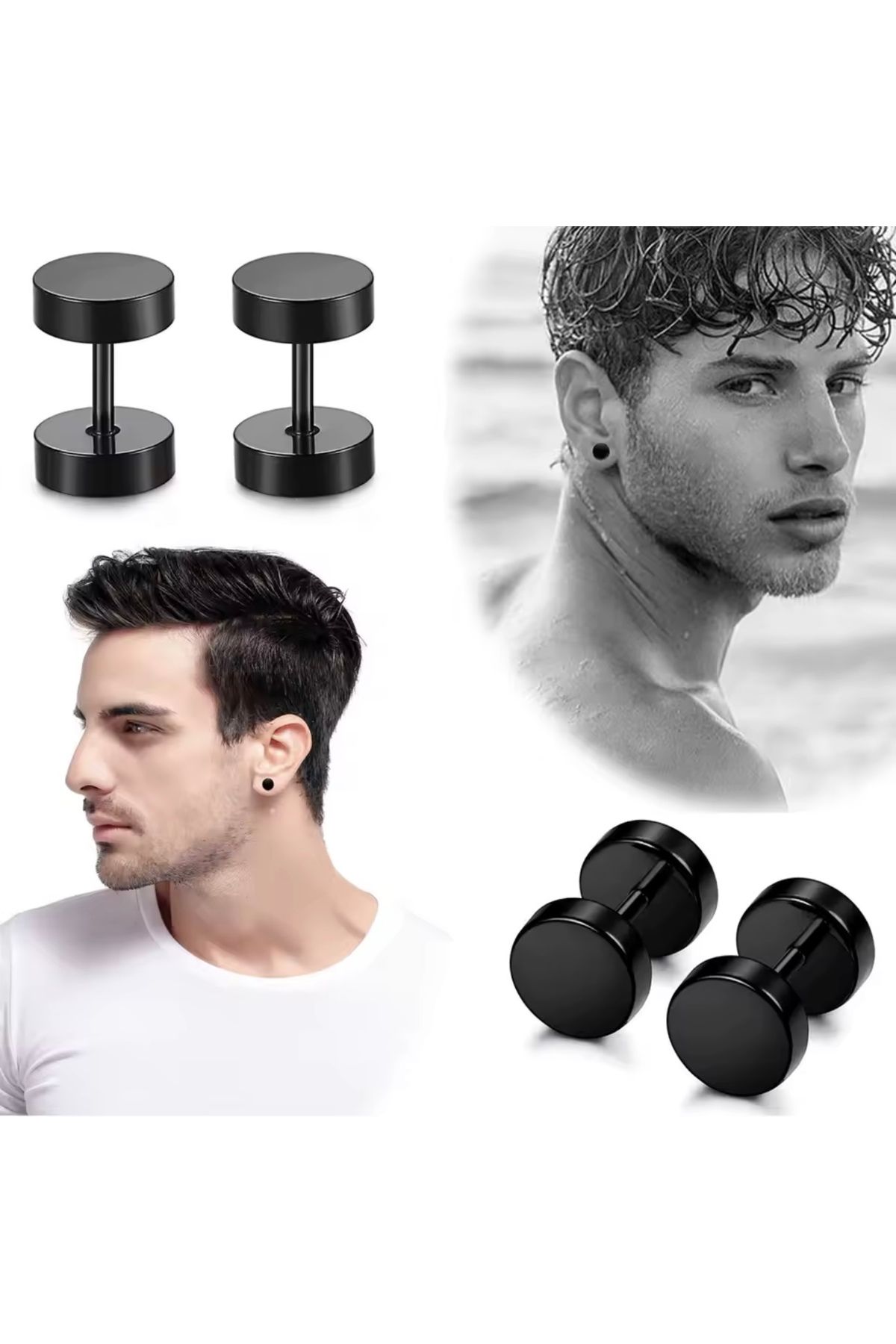 Bylin Tünel Görünümlü Disk Kilitli Unisex Piercing/küpe-Tünel Çap 10mm -Bar Uzunluğu 6 mm- 1 çift