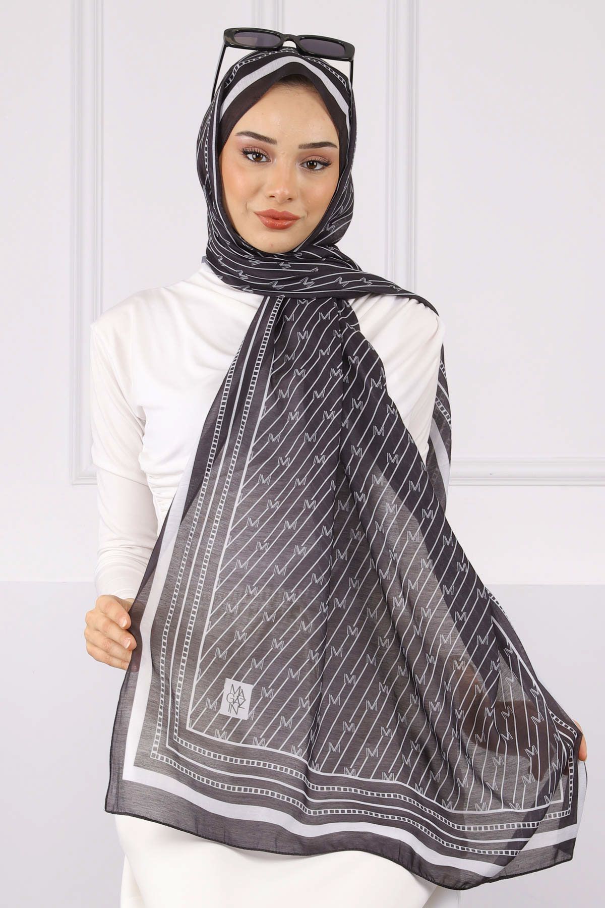 İmajButik Siyah Etnik Desen Şal