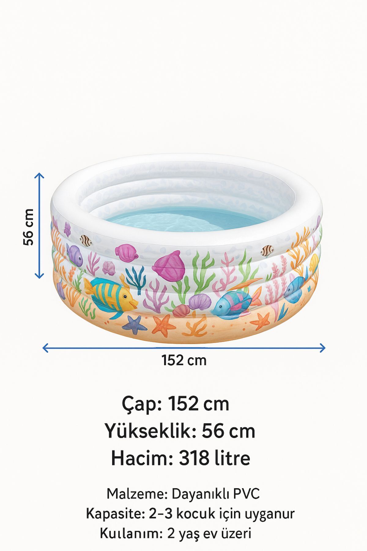 TOYFEST Neşeli Şişme Oyun Havuzu Yuvarlak 152x56 fotoğrafı 4 (önizleme)