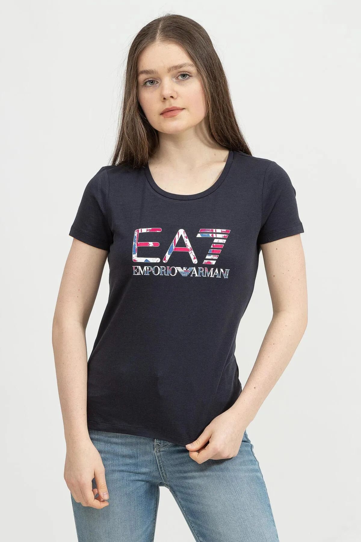EA7 Kadın Bisiklet Yaka T-Shirt