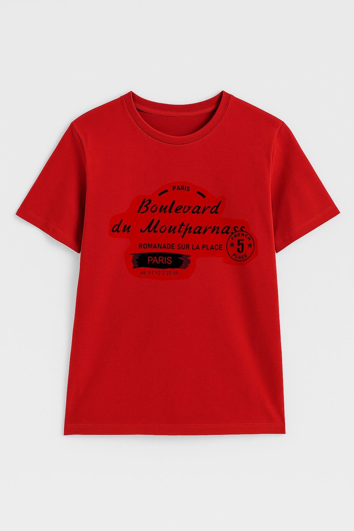 MARKAPIA Erkek Bisiklet Yaka Baskılı Siyah T-shirt