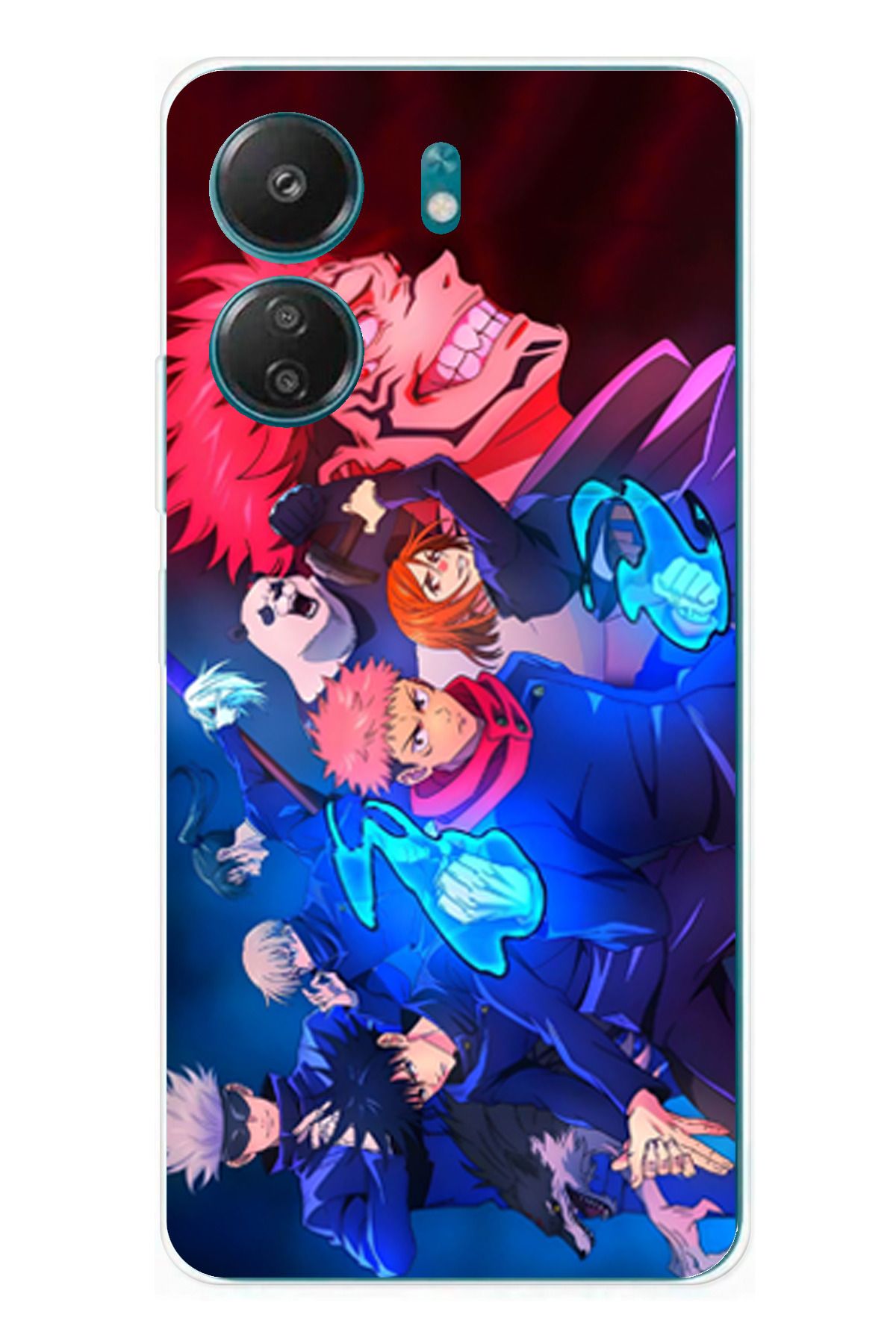 TechTree Redmi 13C Uyumlu Jujutsu Kaisen Şeffaf Silikon Kılıf