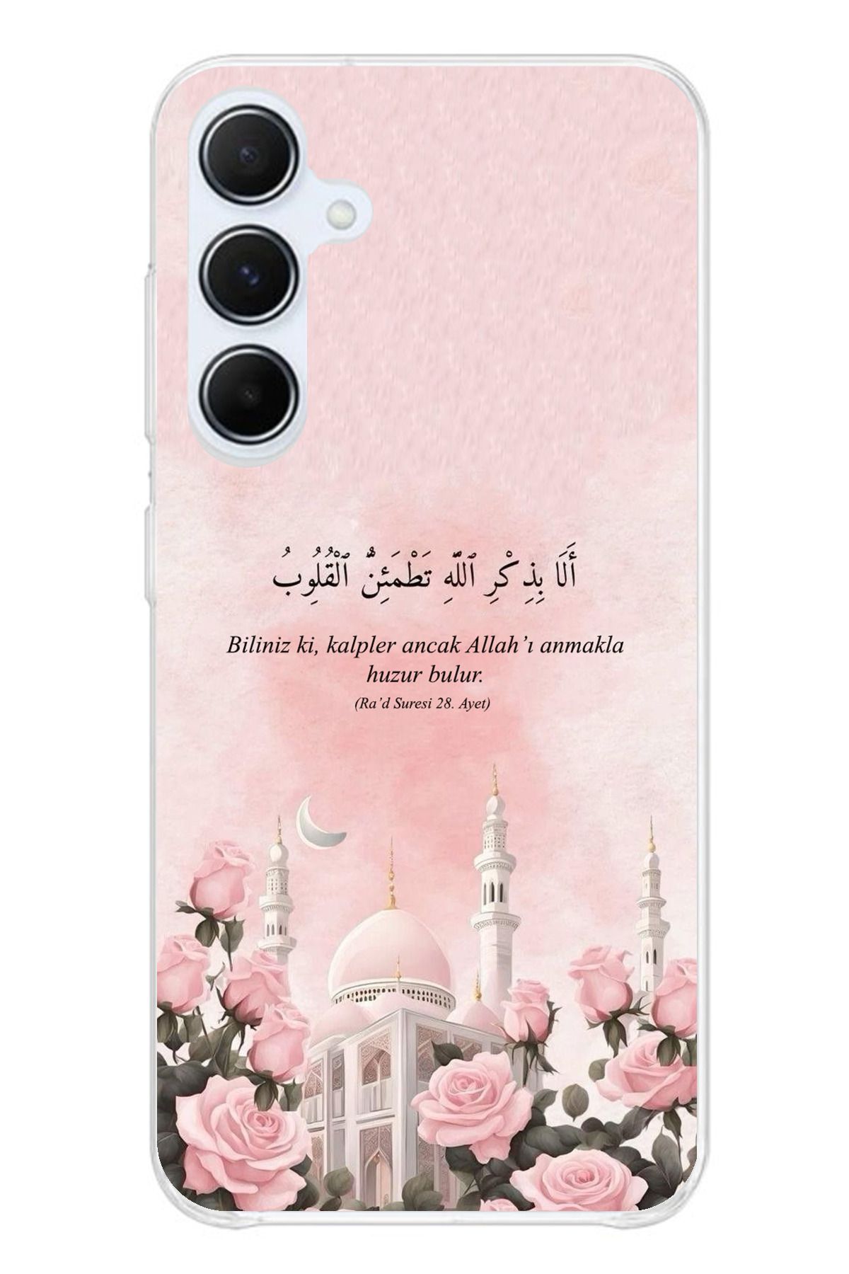 TechTree Samsung Galaxy A55 Uyumlu Rad Suresi Cami ve Güller Şeffaf Silikon Kılıf