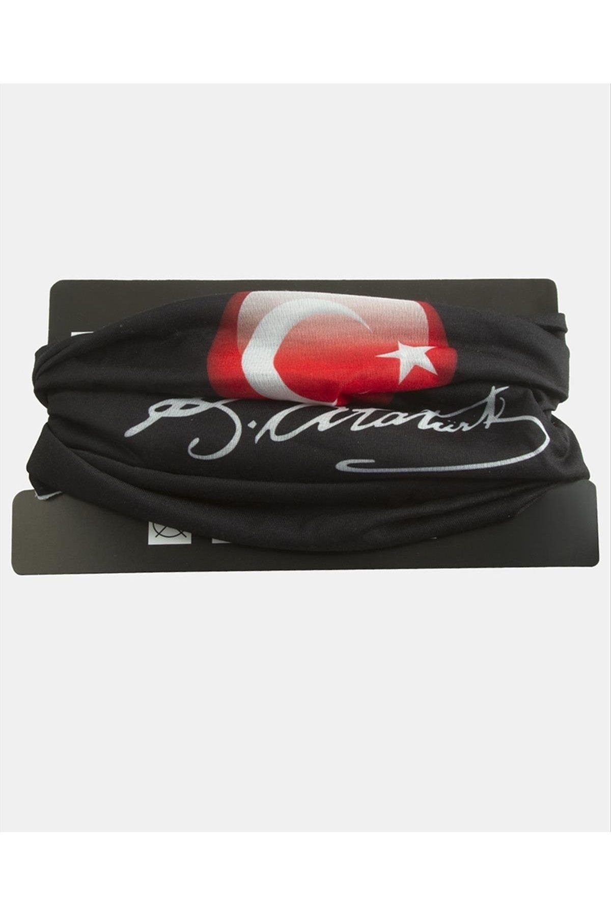 Modaadresiniz Atatürk imzalı Türk bayrağı baskılı unisex motorcu baf boyunluk