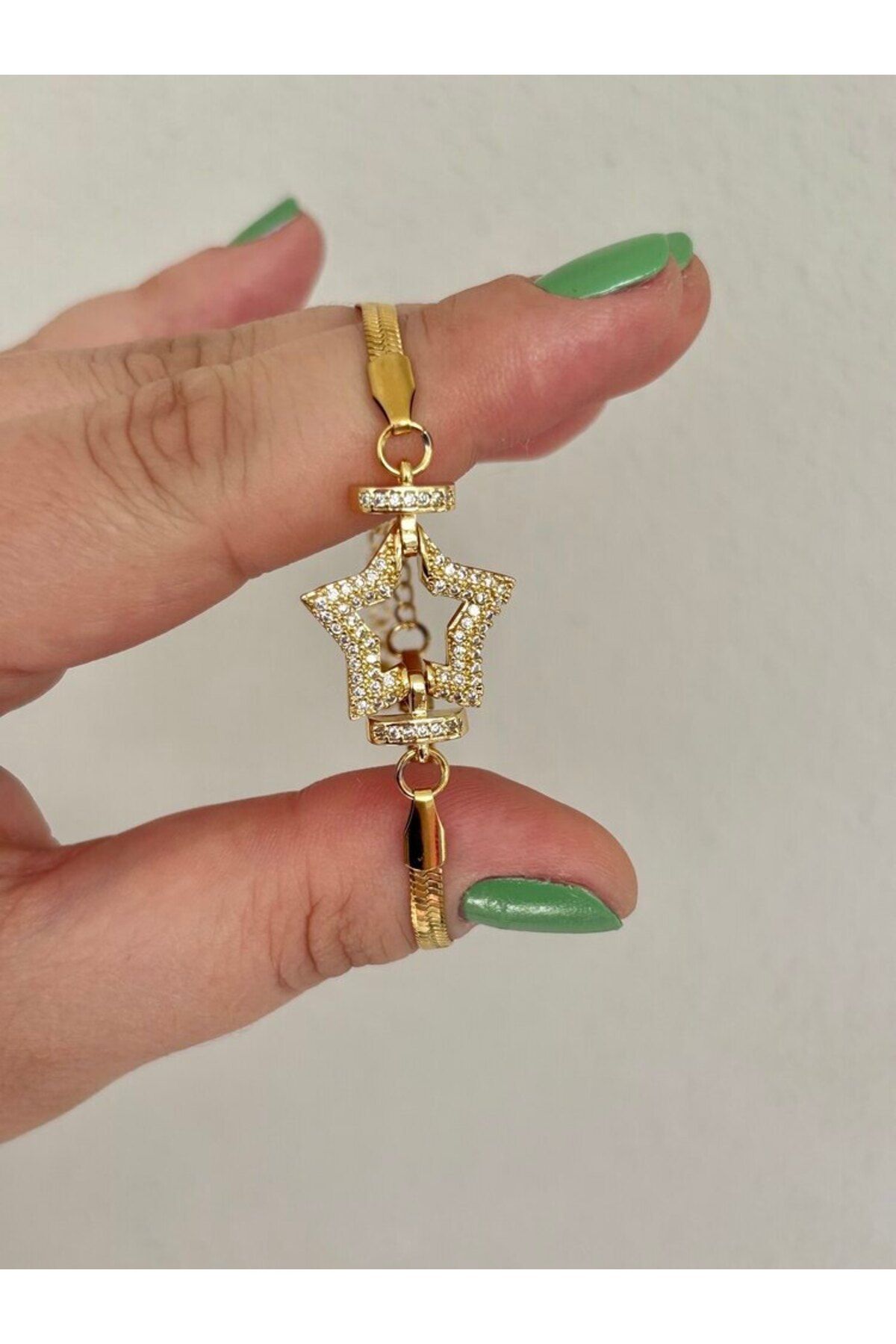 arya luxe Çelik yıldız gömme taşlı bileklik
