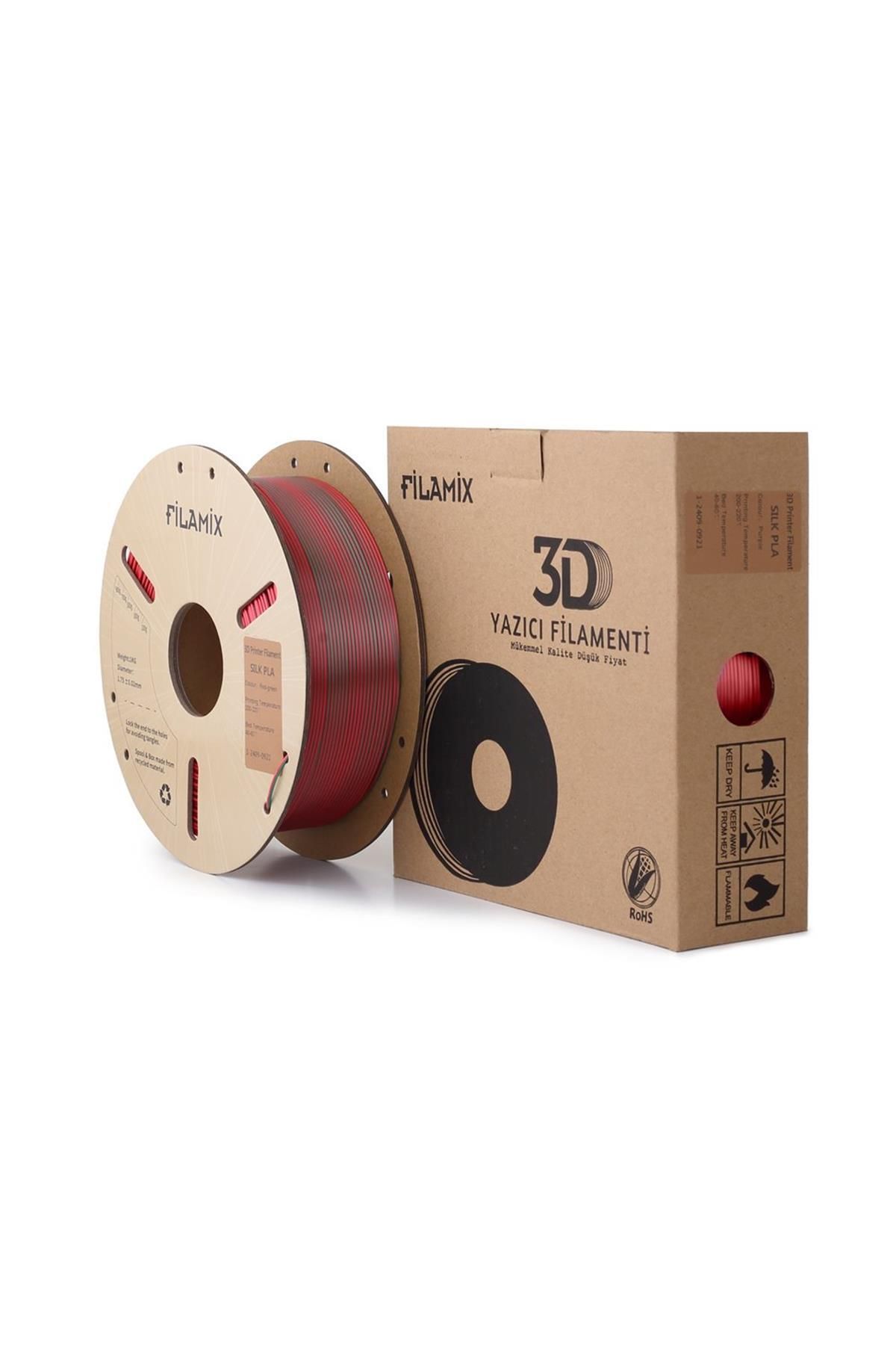 FİLAMİX Urhanshop Filamix Yeşil Kırmızı Pla 1Kg İpeksi Parlaklık