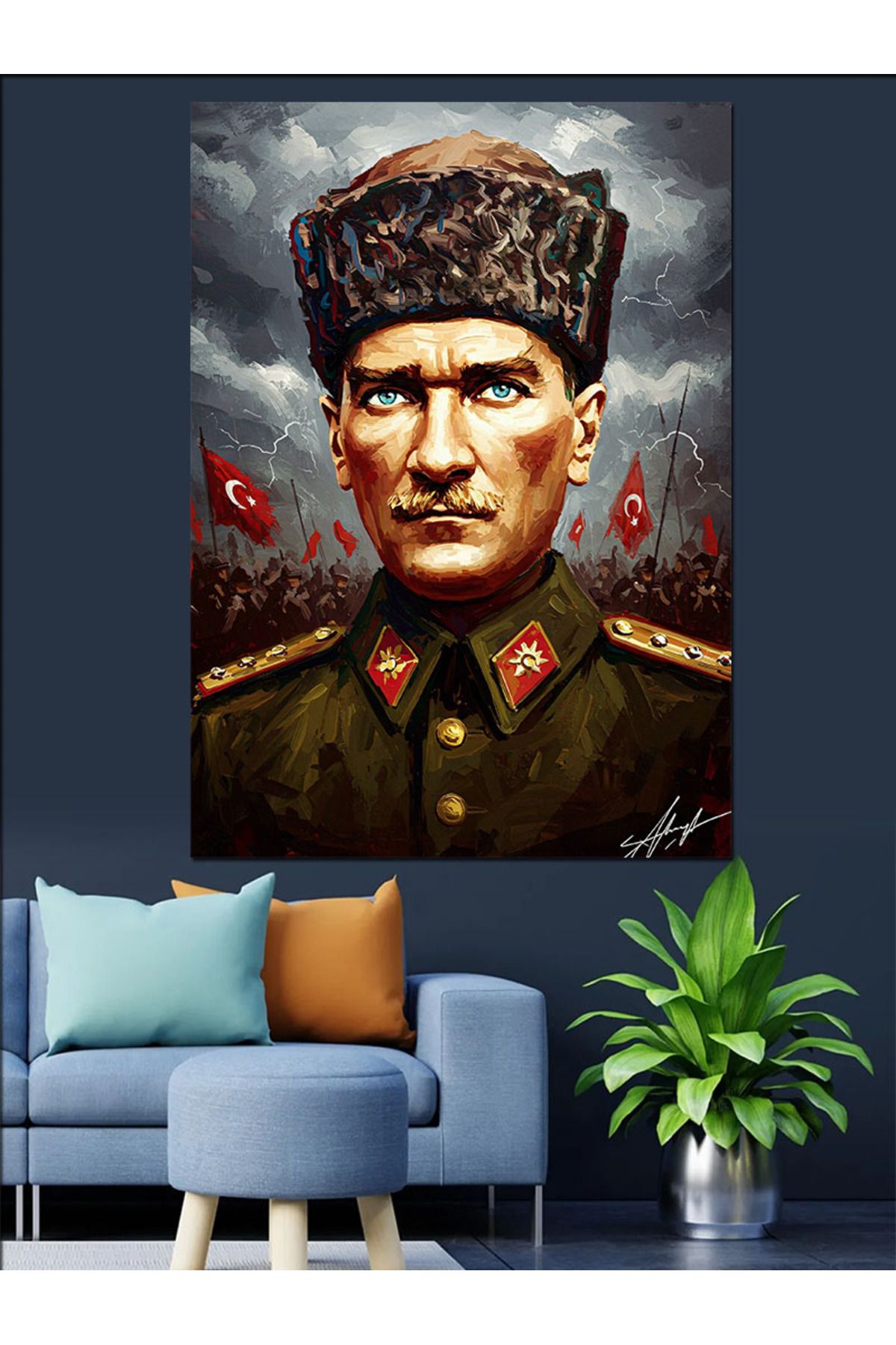 karizmart Mustafa Kemal Atatürk Dekoratif Kanvas - Mdf Ahşap Tablo