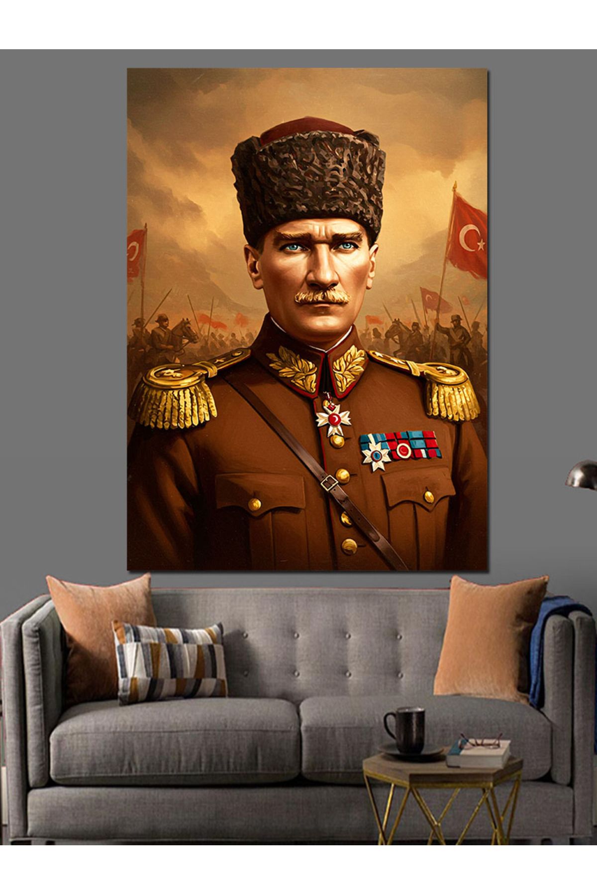 Tablomega Mustafa Kemal Atatürk Dekoratif Kanvas - Mdf Ahşap Tablo