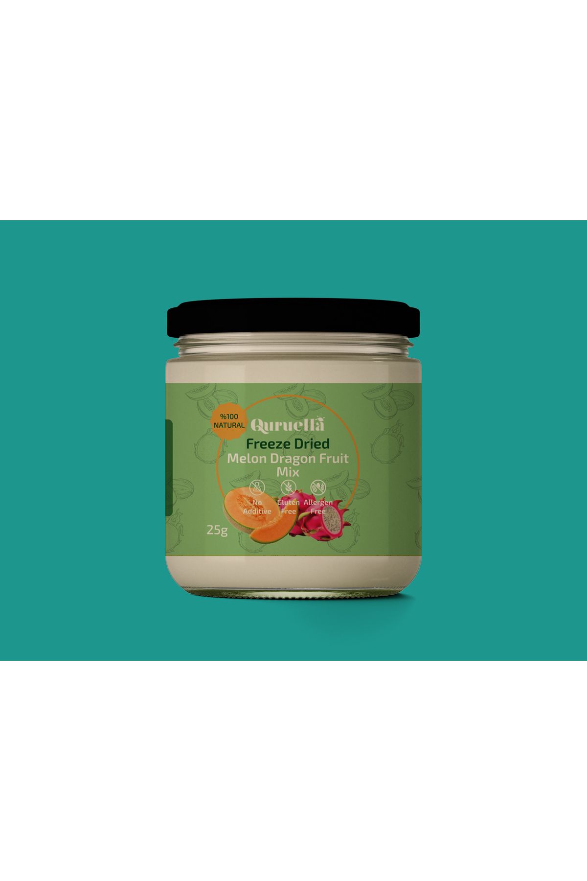 Quruella Freeze Dried Dondurularak kurutulmuş Kavun ve Ejder Meyvesi 25 gr.