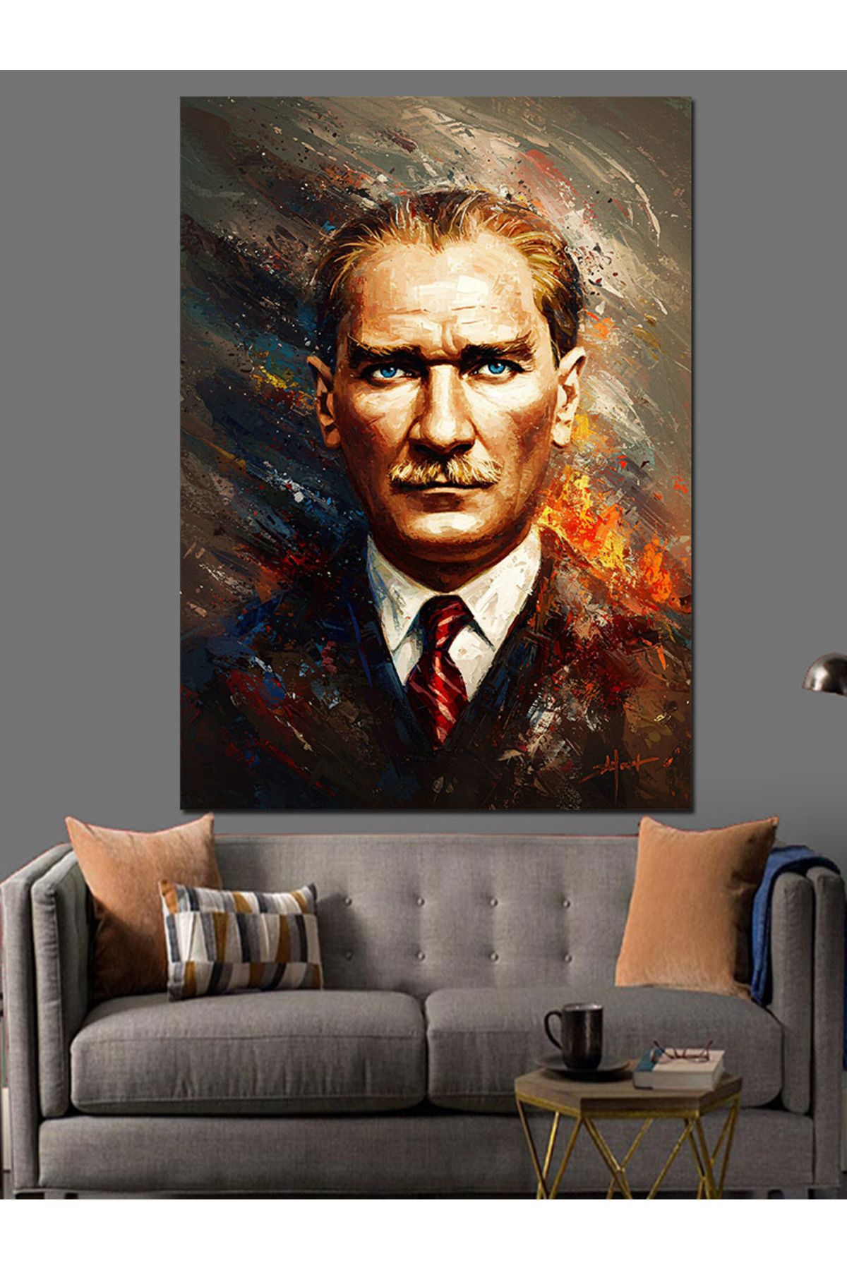 karizmart Mustafa Kemal Atatürk Portre Dekoratif Kanvas - Mdf Ahşap Tablo