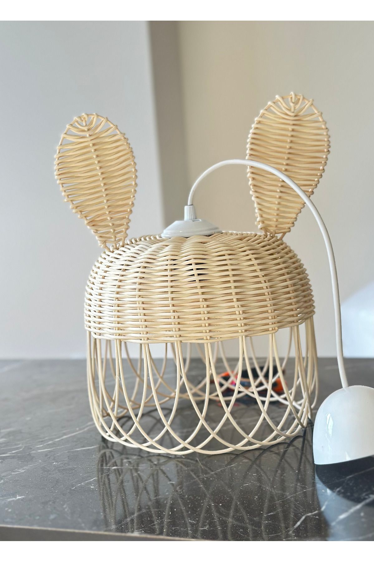 THE AMARA TOUCH Rattan Bambu Tavşan Kulaklı Avize, Çocuk Odası Avize